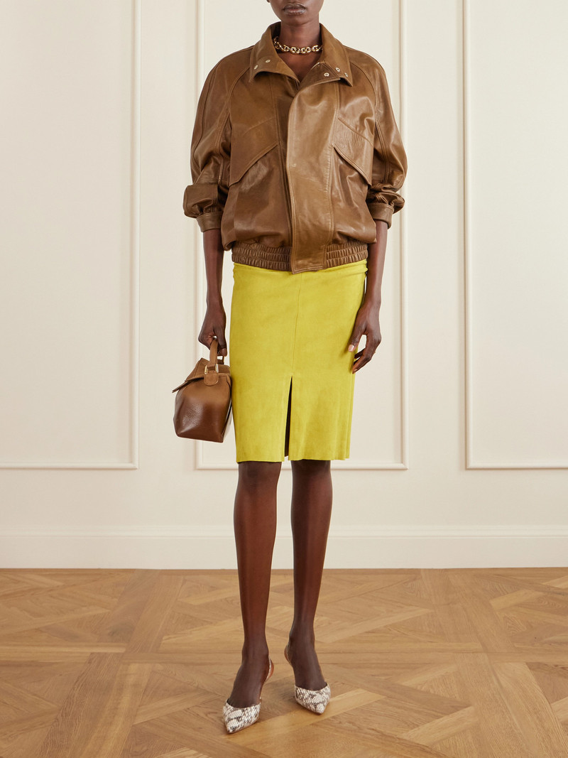 STOULS Ooma Ruched Suede Midi Skirt outlook