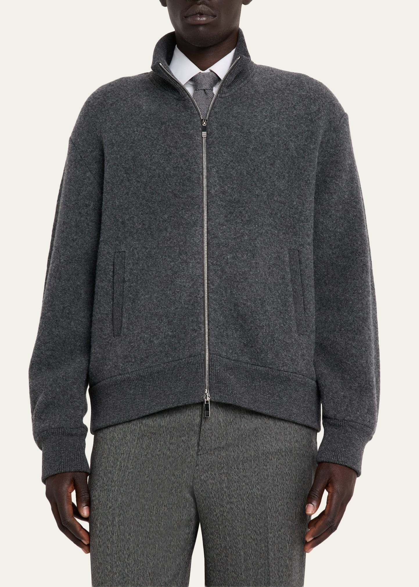 Men's Wool Fleece Full-Zip Bomber Jacket - 4