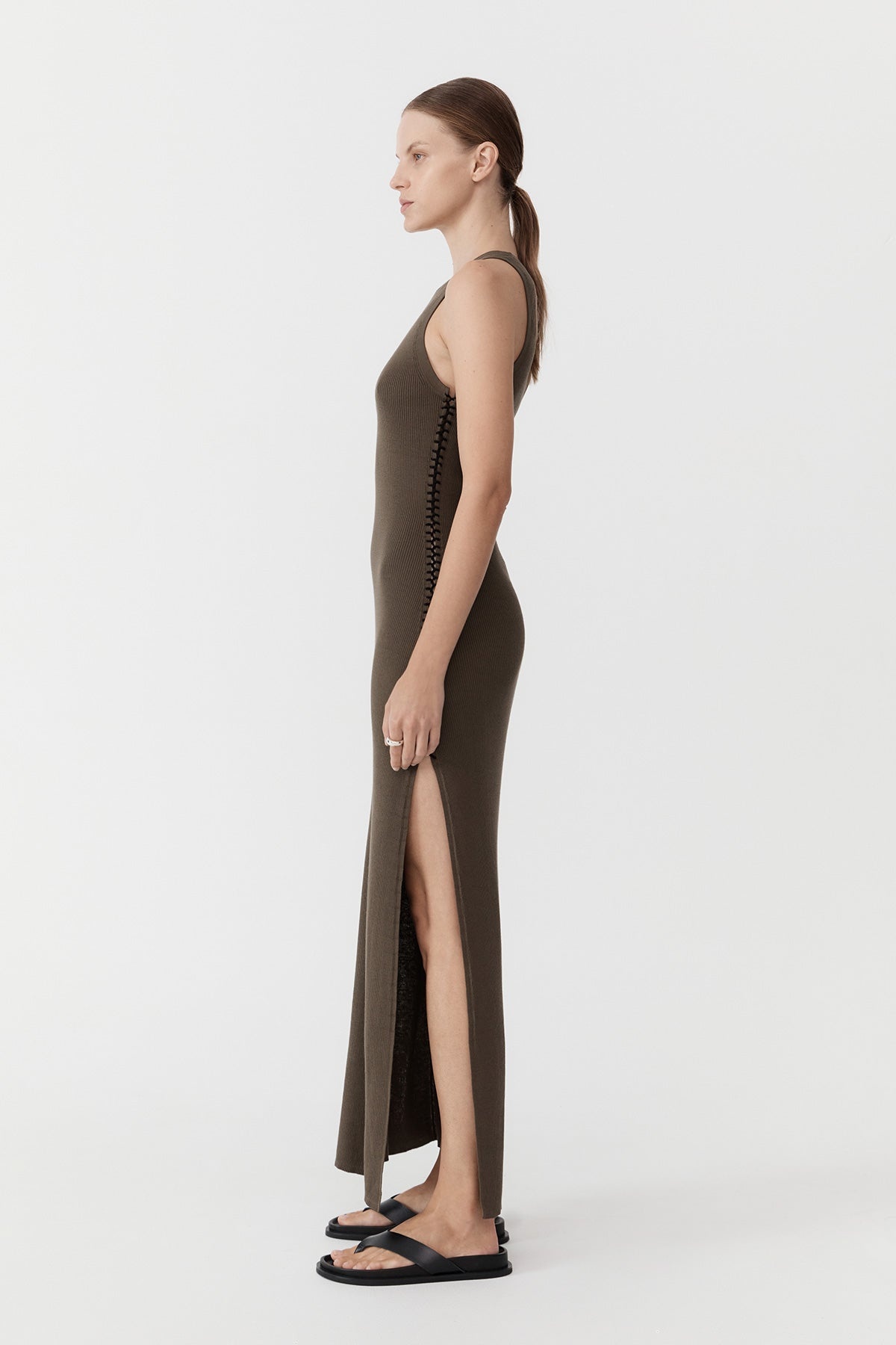 Stitch Detail Dress - Kelp - 5