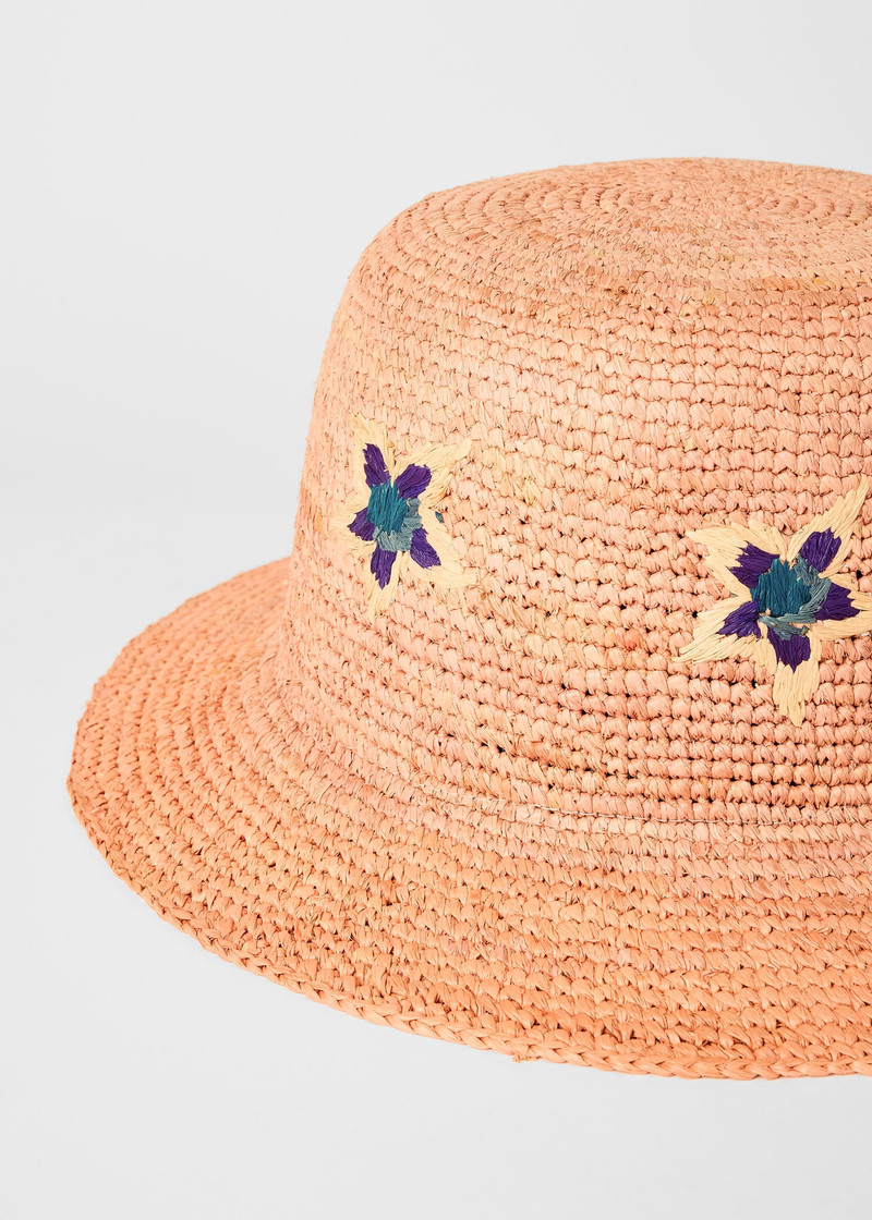Paul Smith Pale Pink 'Sunflare Stars' Straw Hat outlook