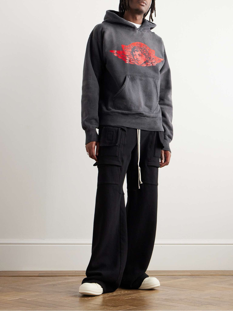 SAINT M×××××× Distressed Printed Cotton-Jersey Hoodie outlook