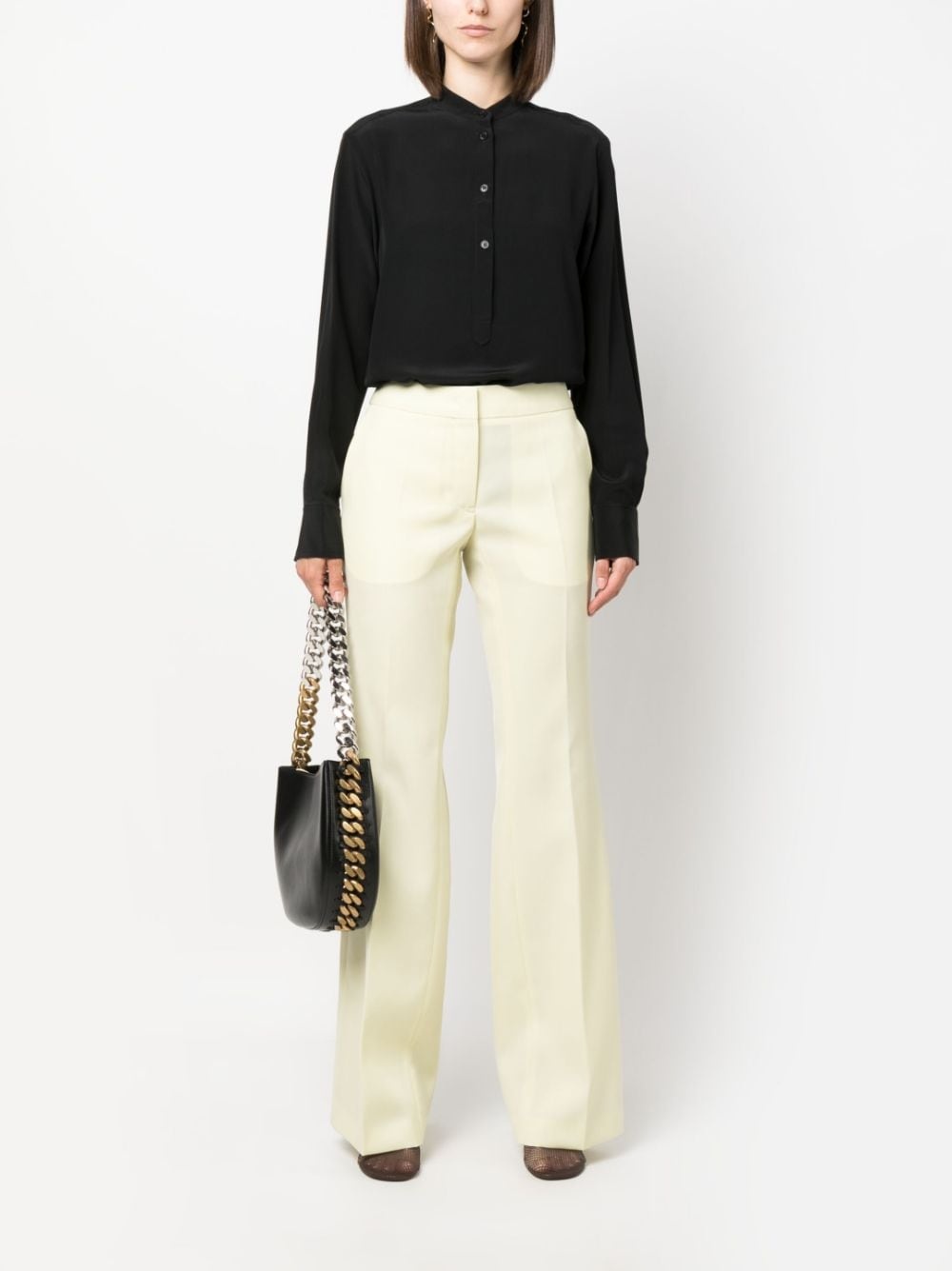 band-collar silk blouse - 2