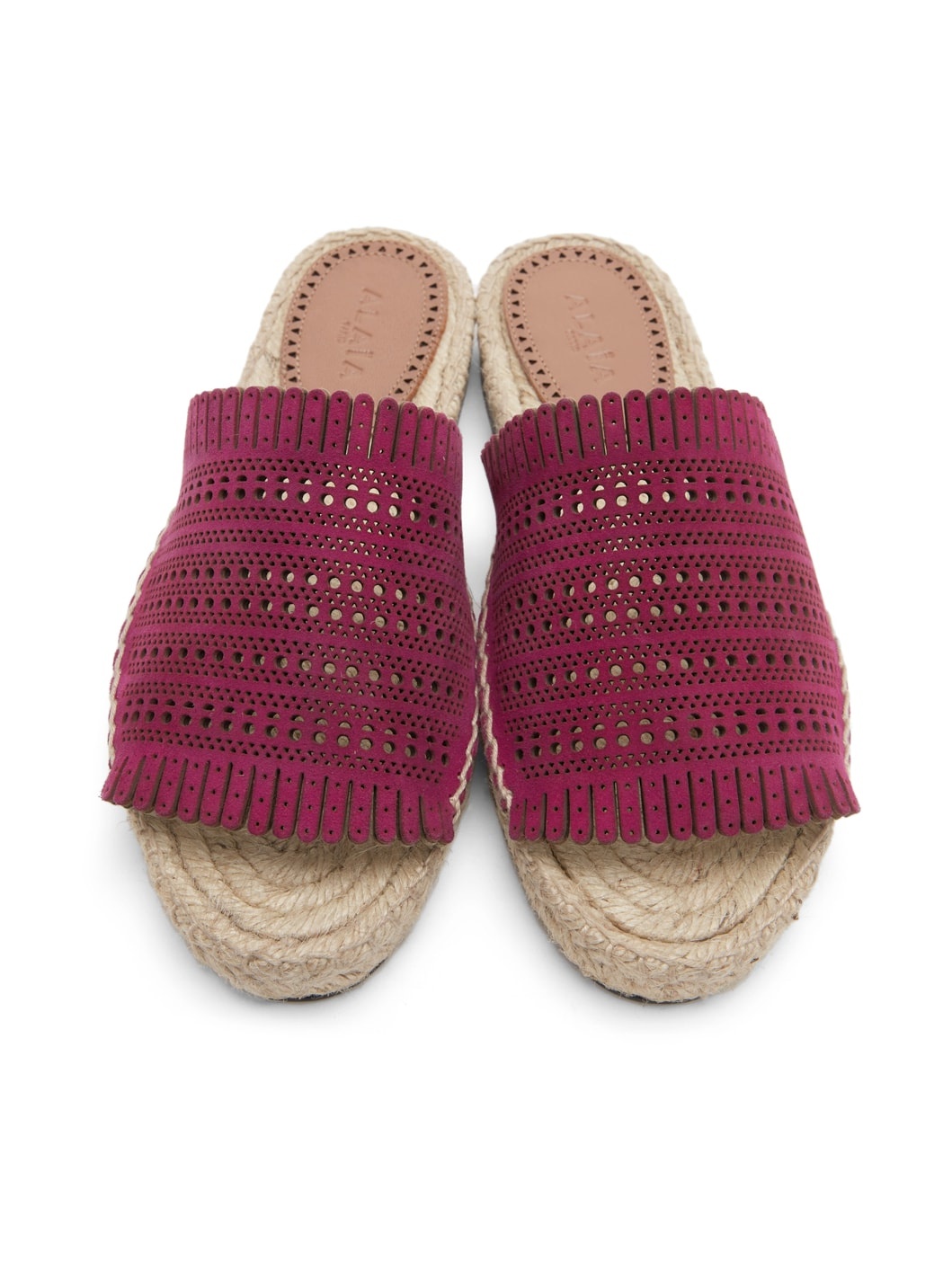 Pink Suede Openwork Flat Sandals - 5