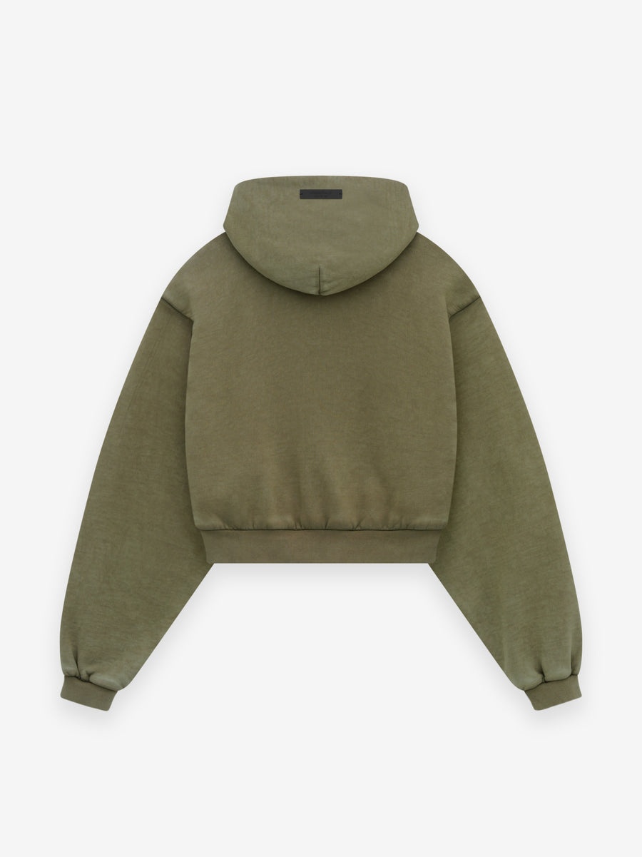 Womens Heavy Fleece Cropped V-Neck Hoodie - 3