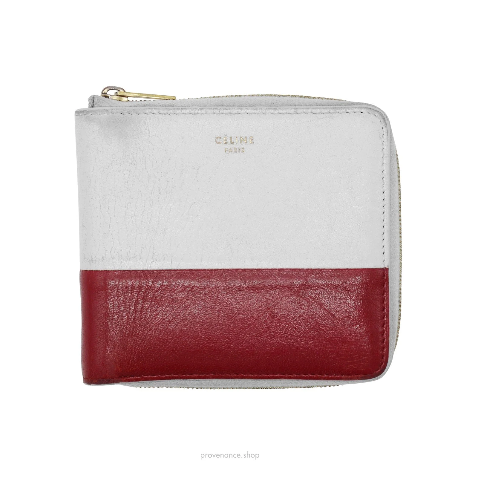 Celine Compact Zip Wallet - White/Red - 1