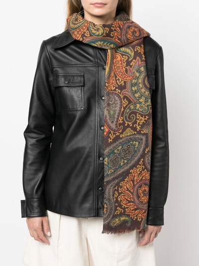 Etro paisley logo-print scarf outlook