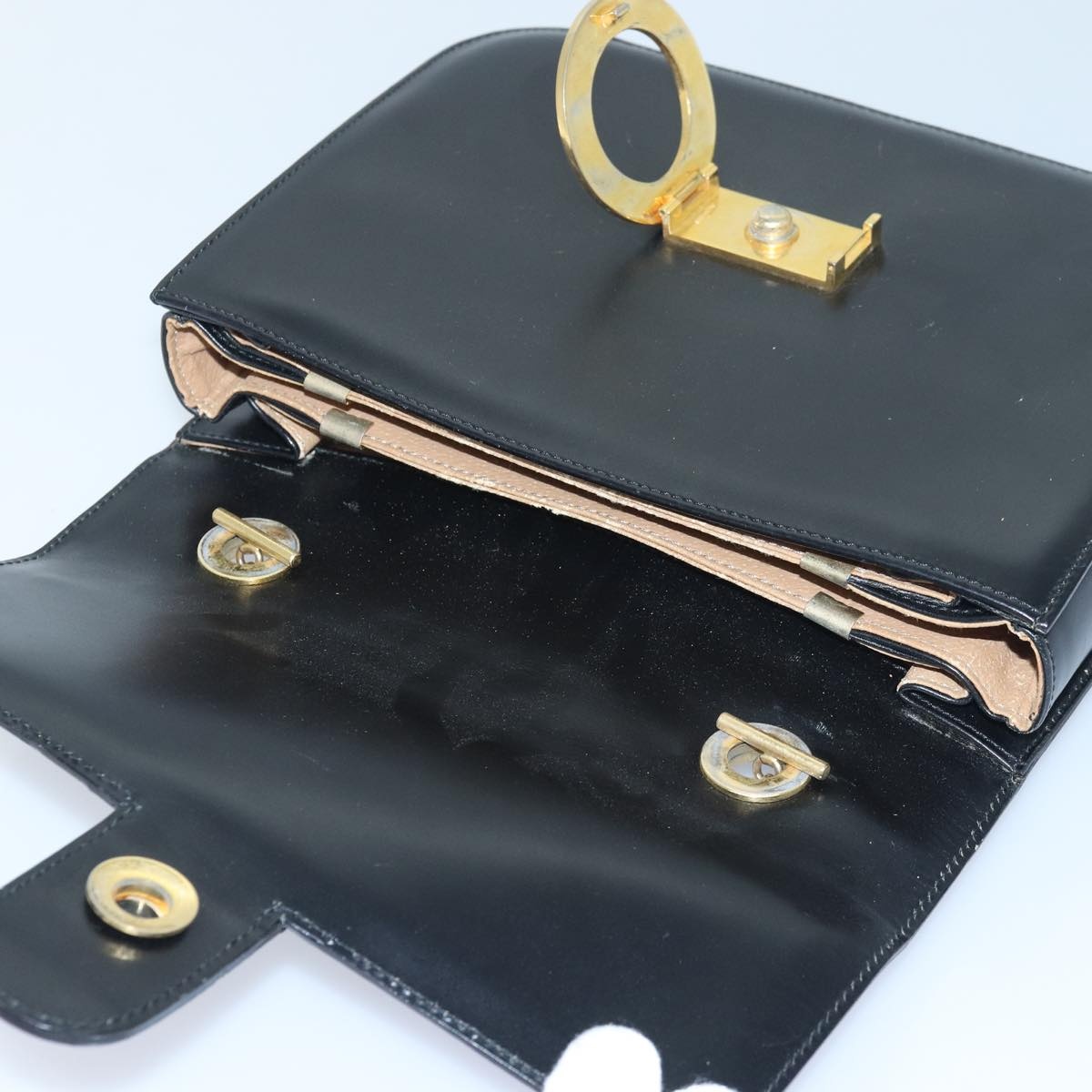 CELINE Circle Hand Bag Leather Black - 9