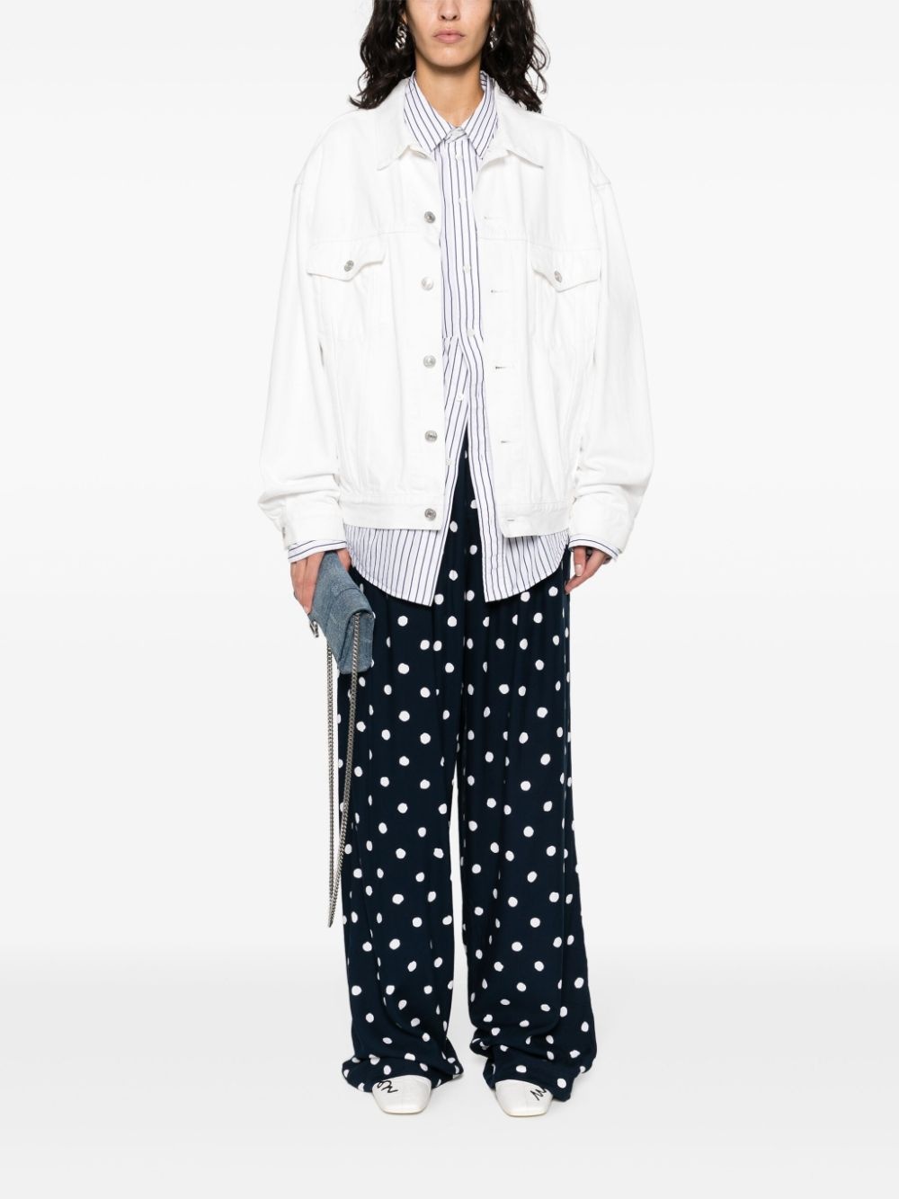 polka-dot straight-leg trousers - 2