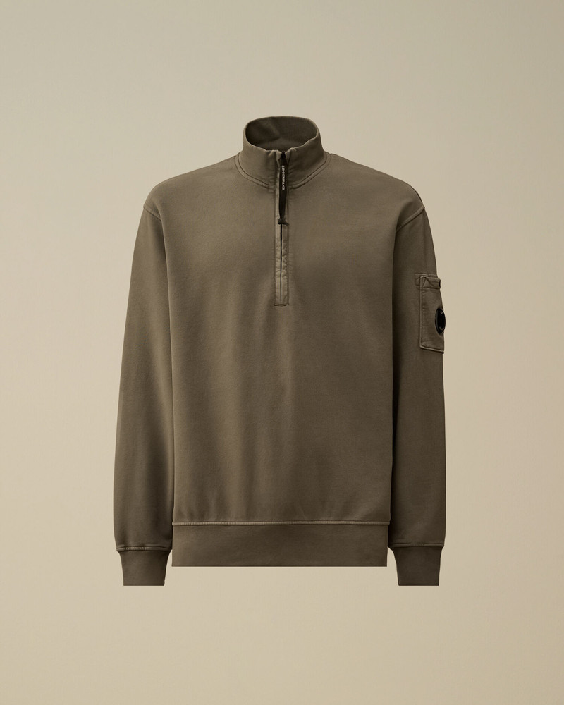 Brushed and Emerized Diagonal Fleece Half Zip Sweatshirt 1