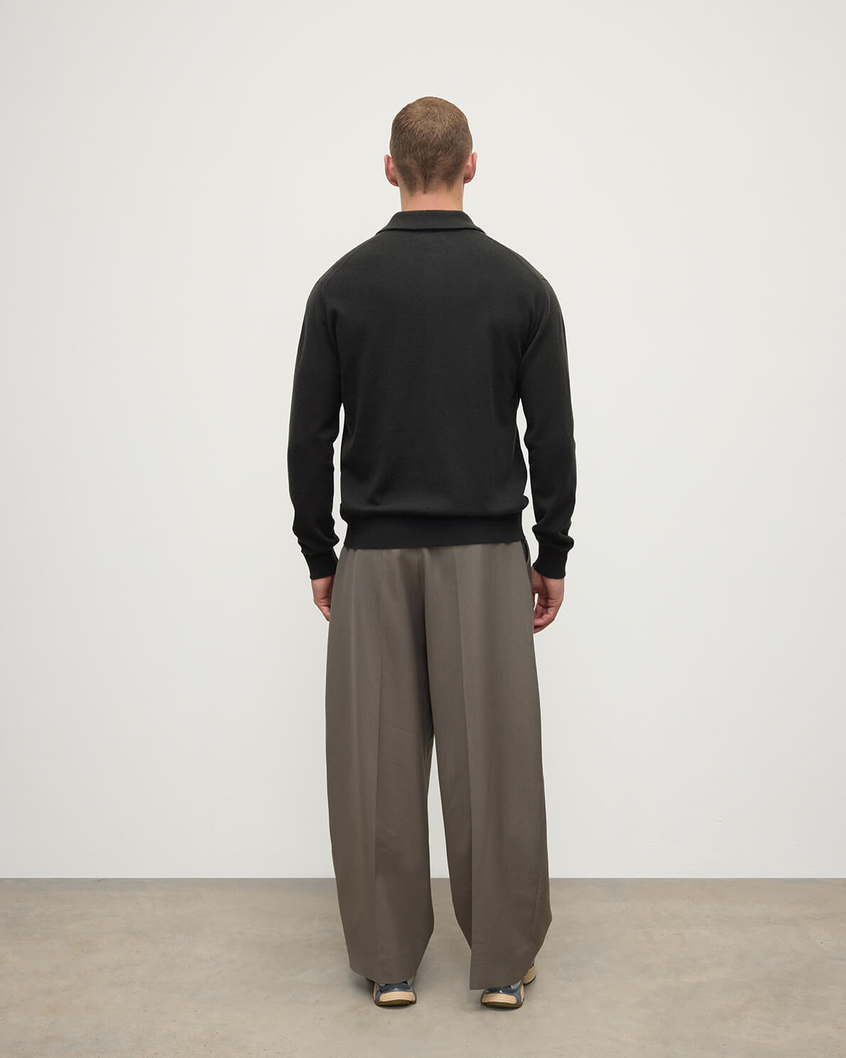 Cashmere Long Sleeve Grey Poloshirt - 4
