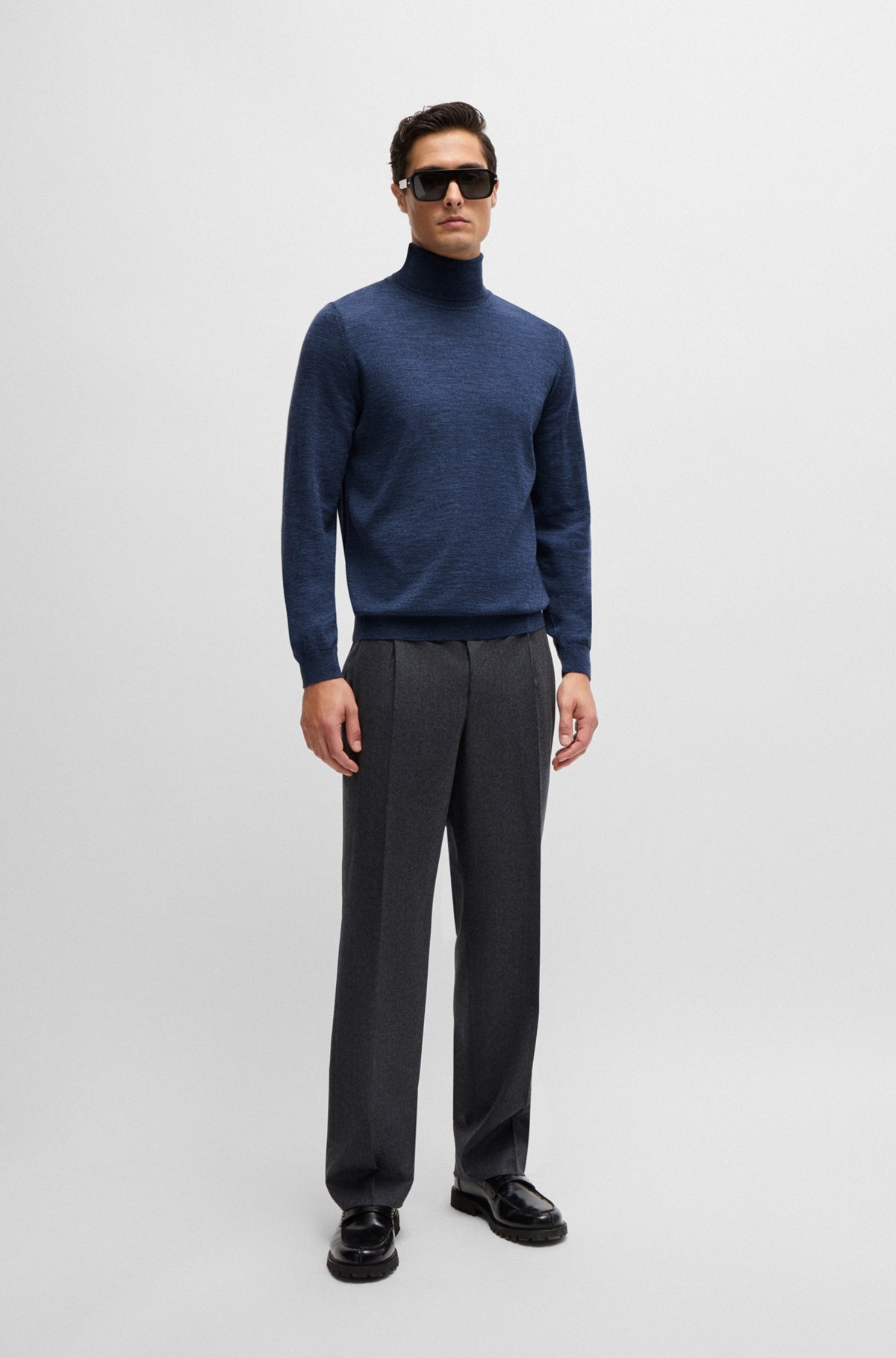 SLIM-FIT ROLL-NECK SWEATER IN MERCERIZED VIRGIN WOOL - 4