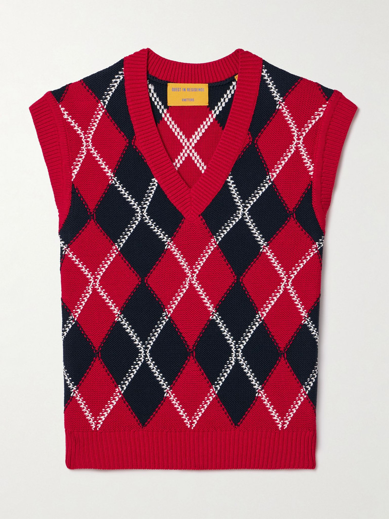 Argyle cotton-jacquard vest Multi 1