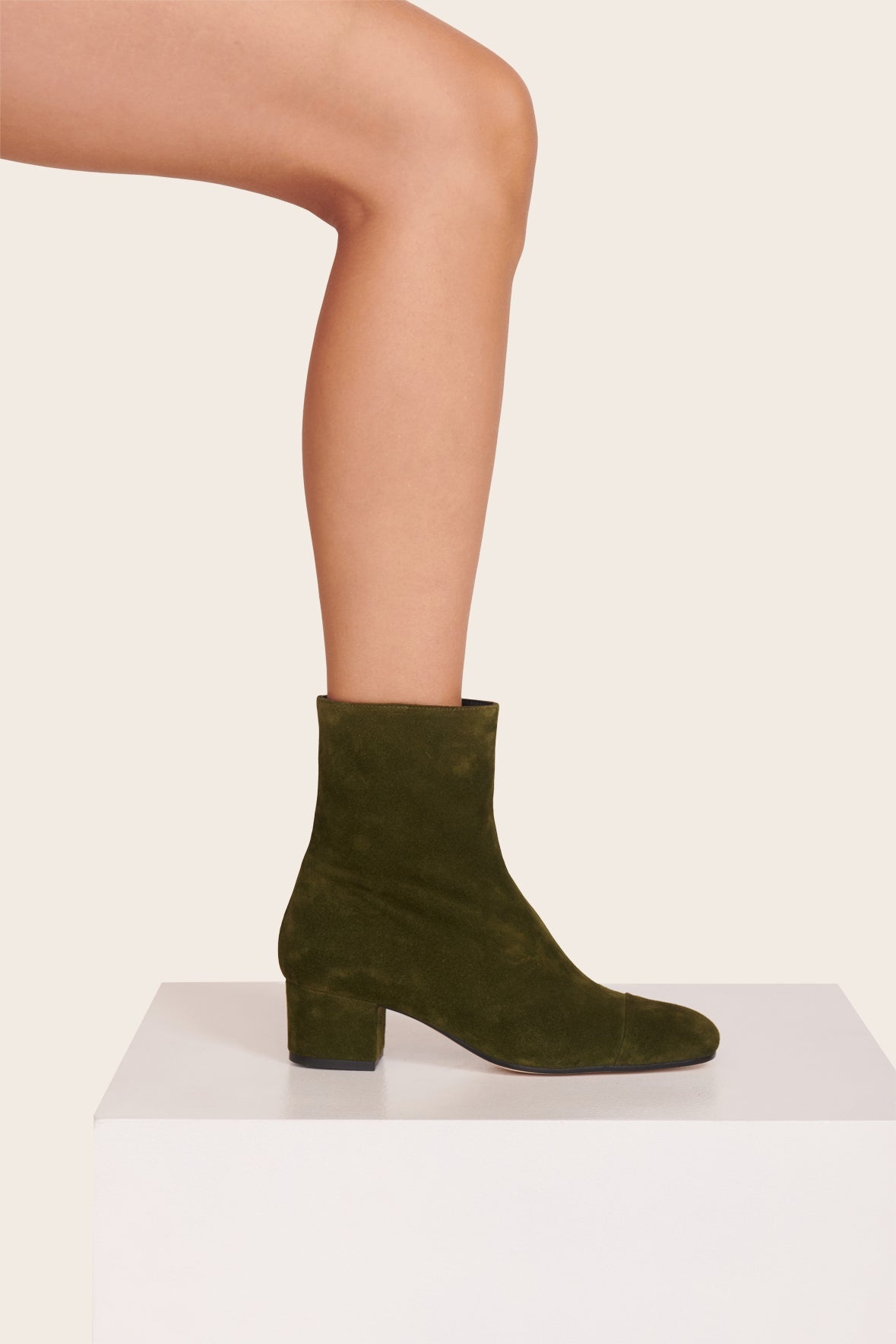 STAUD AIMEE SHORT BOOT OLIVE SUEDE - 2