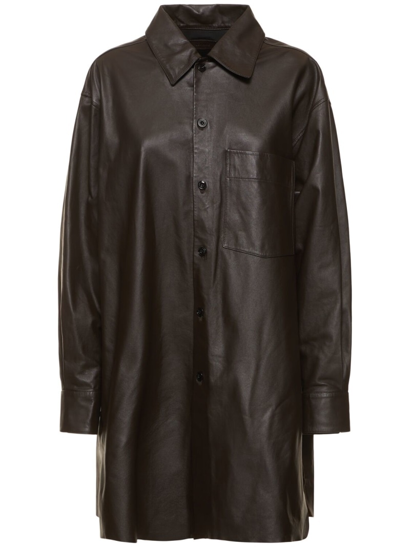 Loose fit leather overshirt - 1