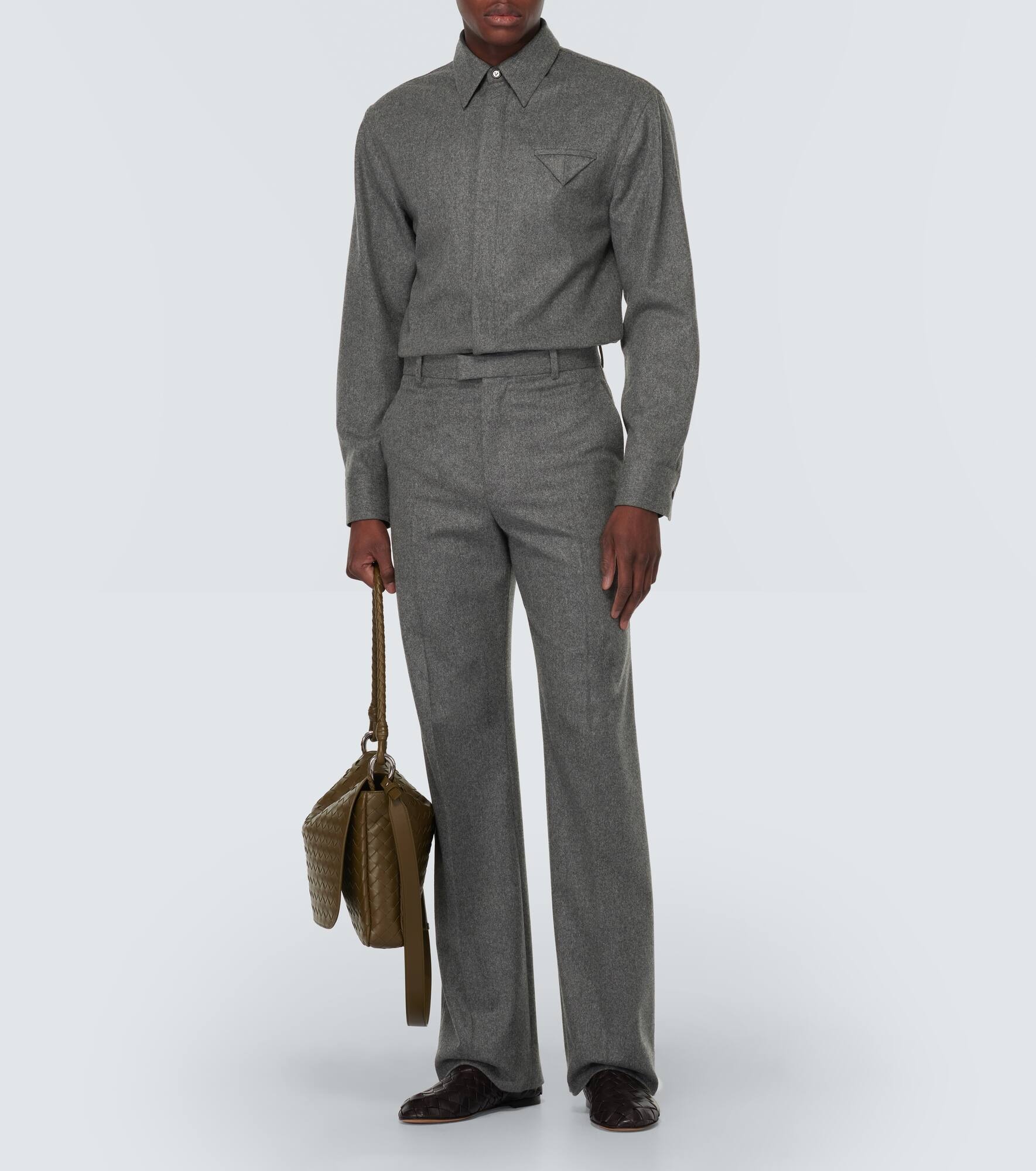 Wool flannel straight pants - 2