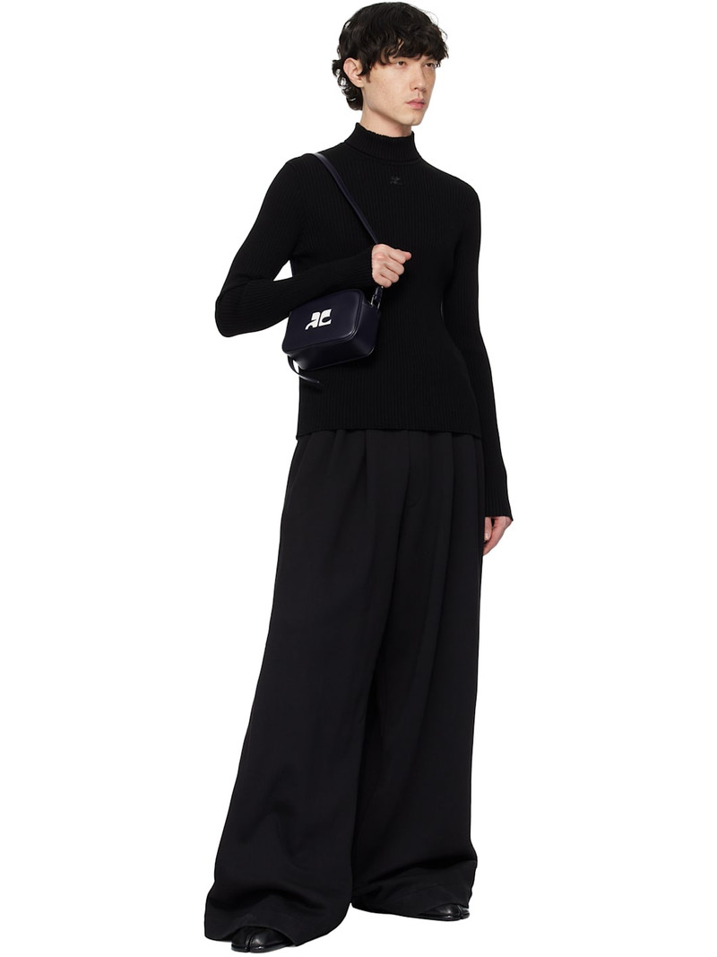 courrèges Black Reedition Rib Knit Mockneck Sweater outlook