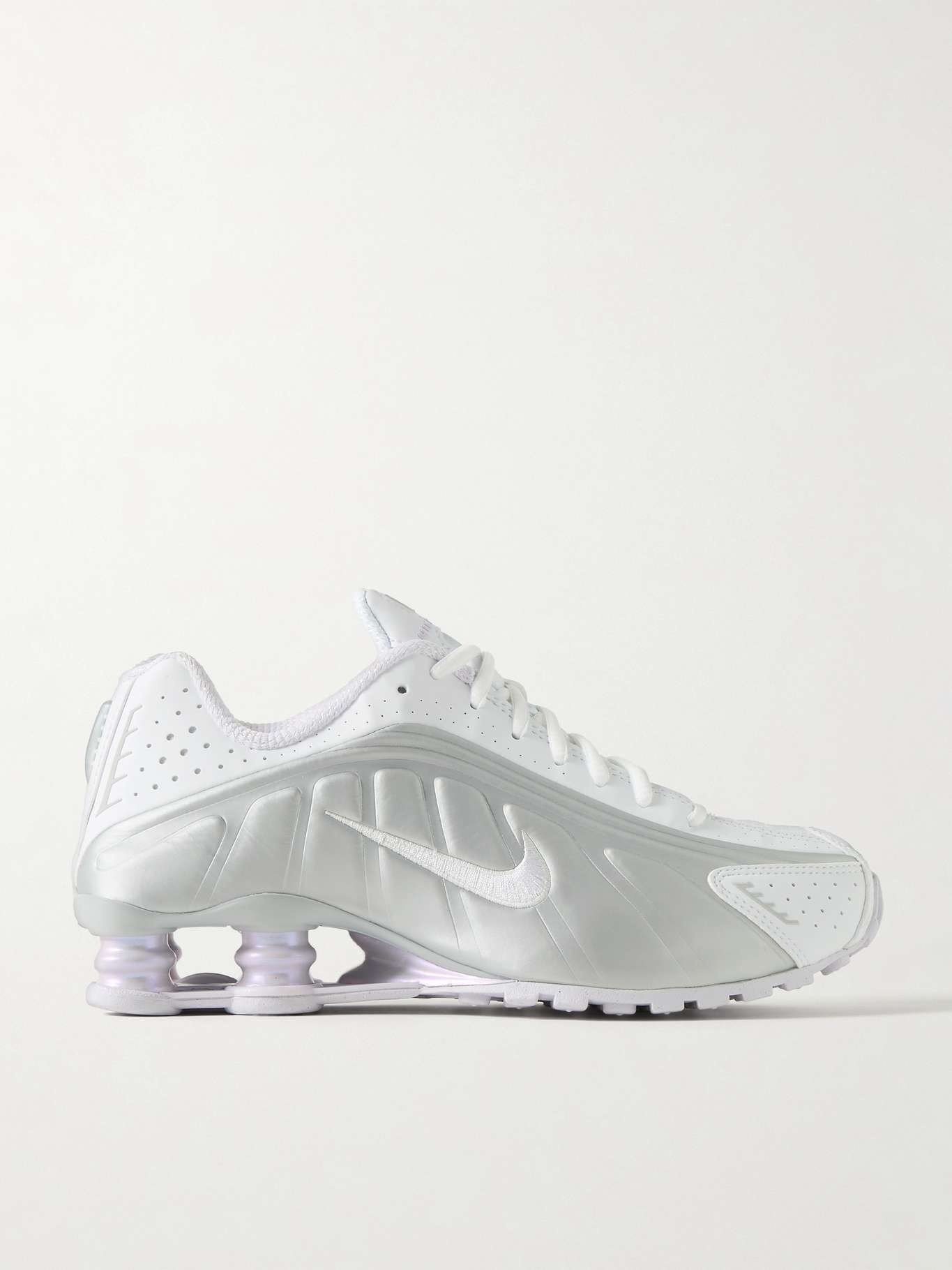 Shox R4 metallic leather and mesh sneakers - 1