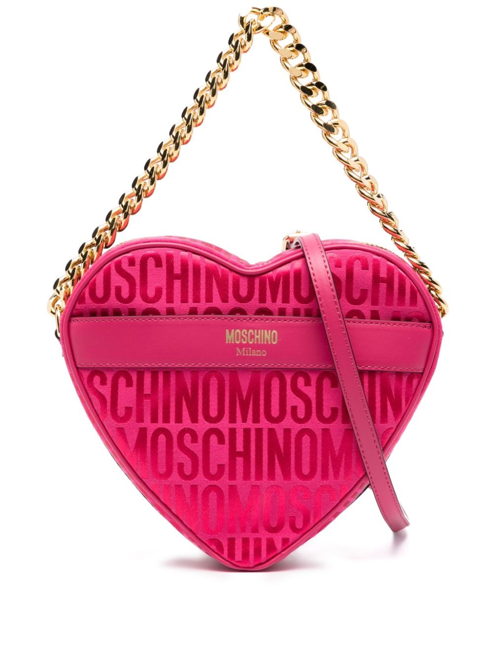 logo-jacquard heart shoulder bag - 1