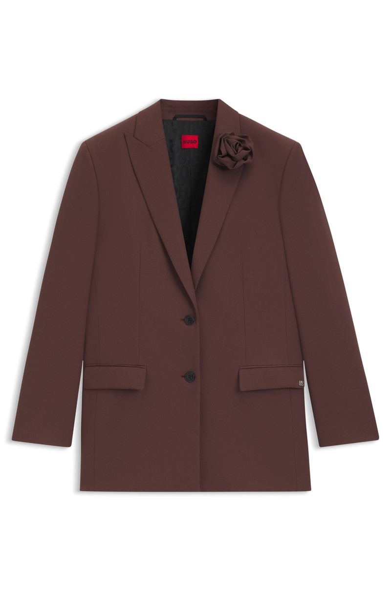 RELAXED-FIT BLAZER WITH FLOWER BROOCH 1