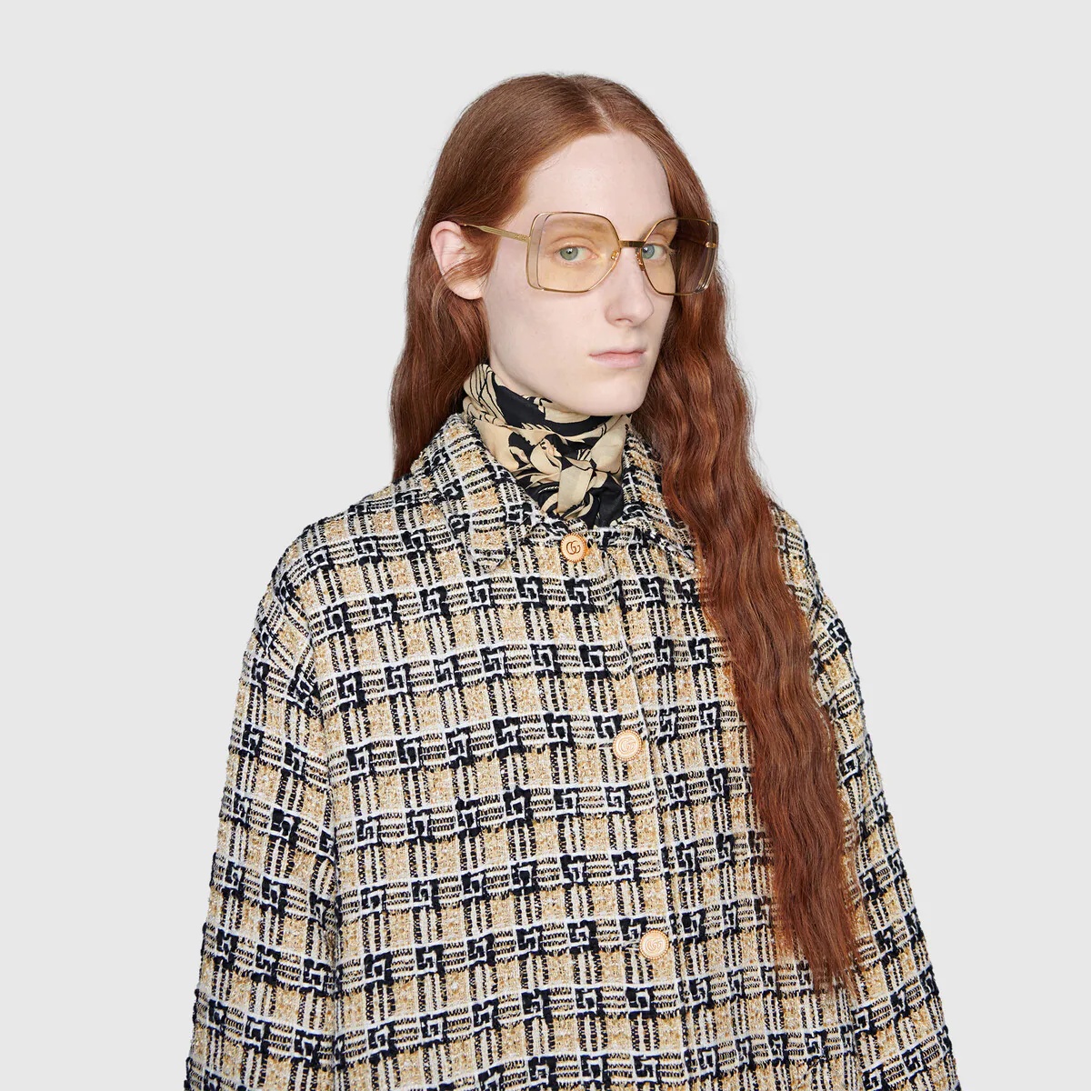 Square G check tweed coat - 5