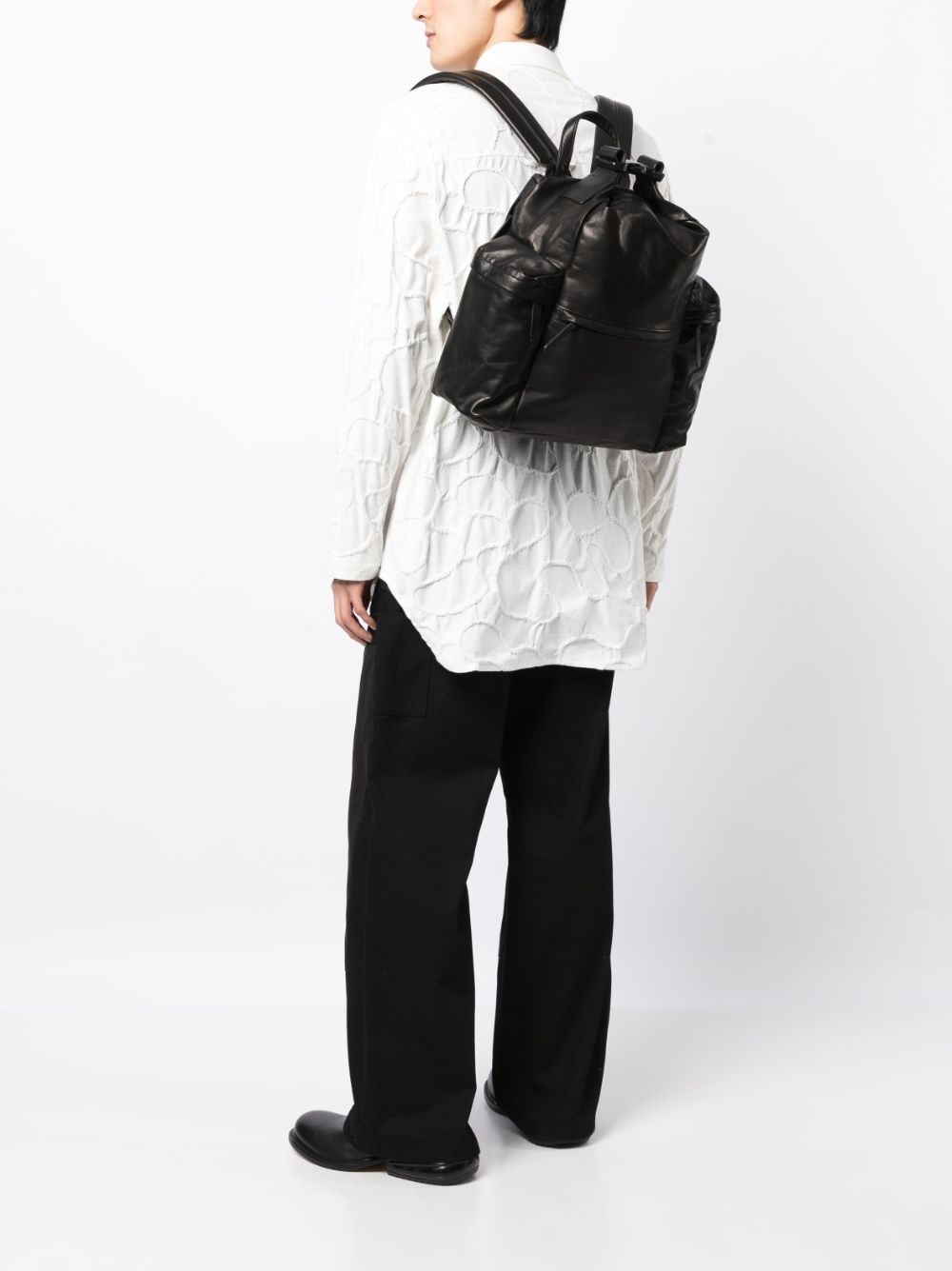 multiple-pocket leather backpack - 2
