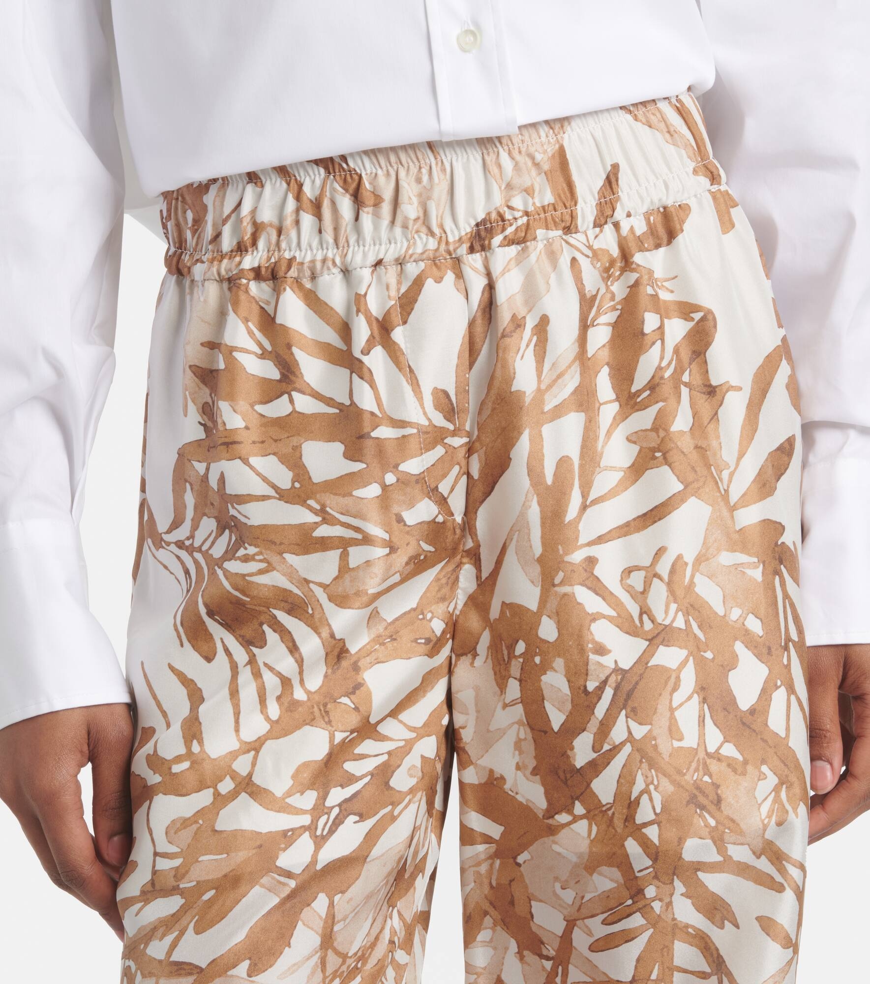 Printed high-rise silk wide-leg pants - 4