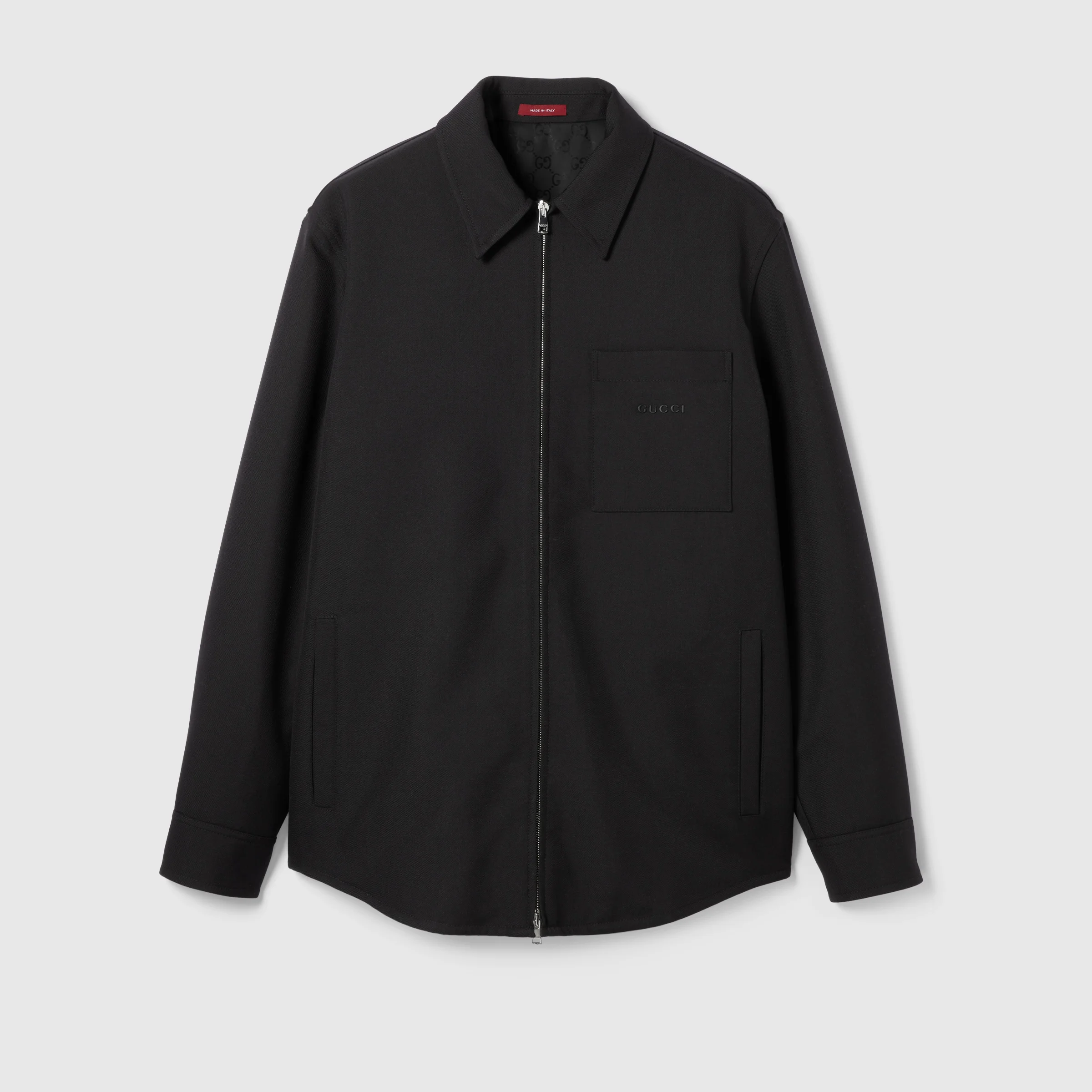 Wool twill zip overshirt - 1