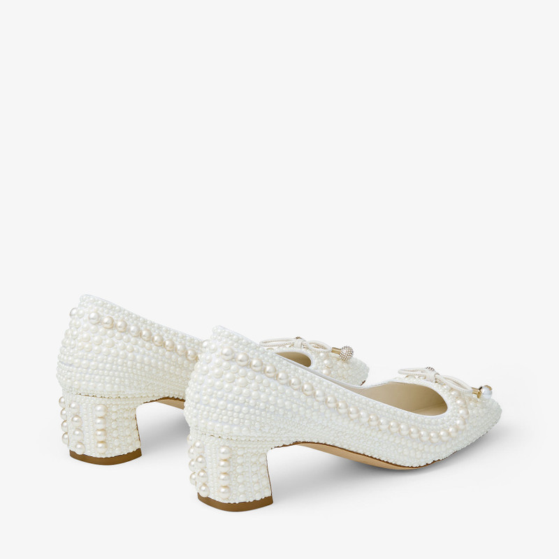 Elme 45 White Pearl Embellished Satin Pumps 6