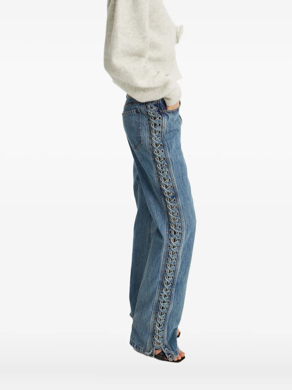 Laced Straight Leg Jeans - 4