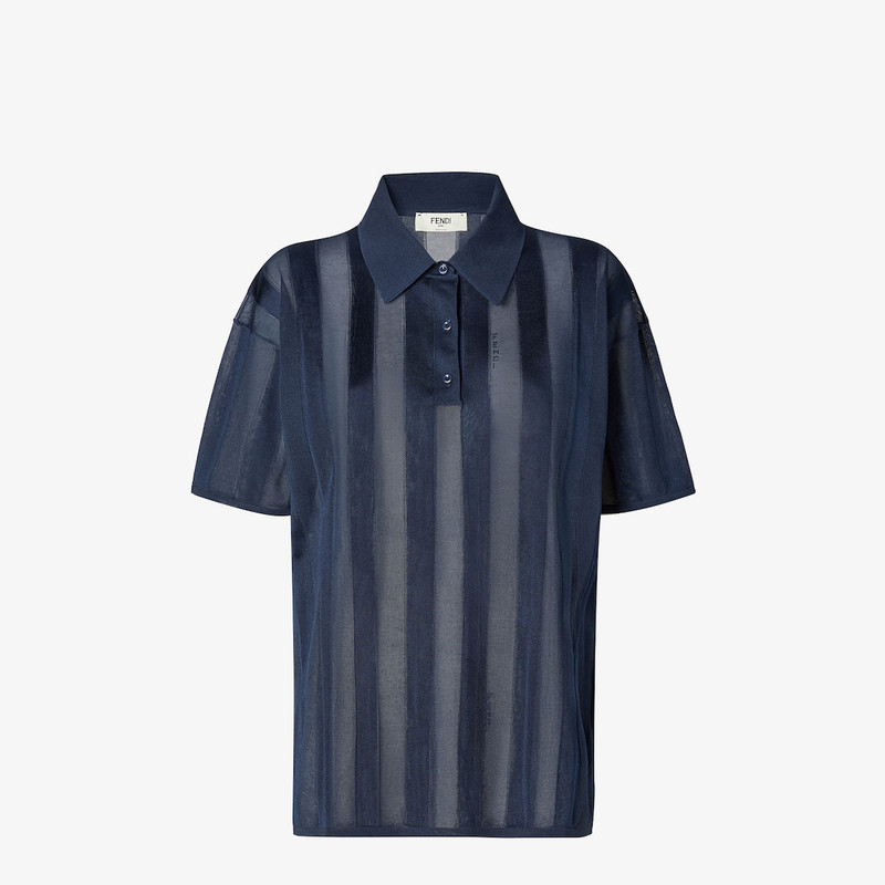 Polo shirt Navy blue Pequin silk polo shirt 1