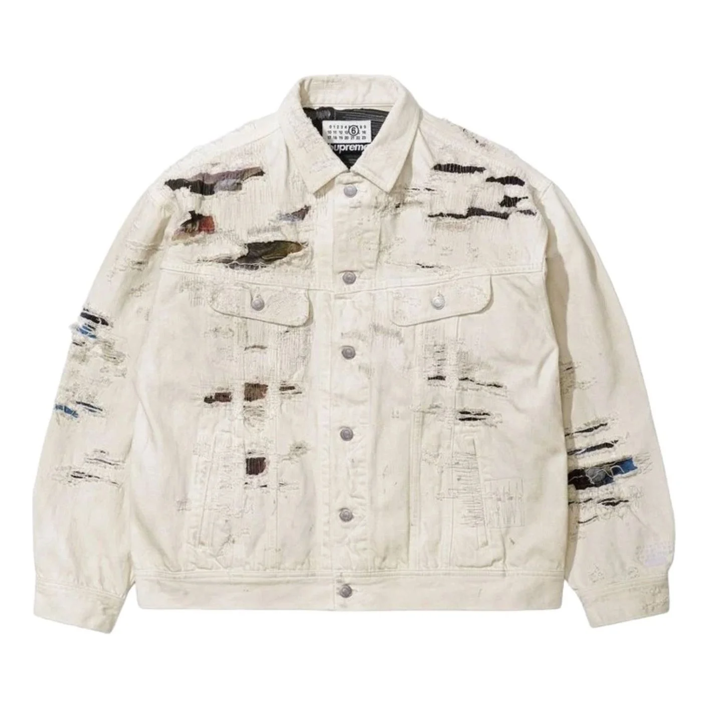 Supreme x MM6 Maison Margiela Distressed Selvedge Denim Trucker Jacket 'White' SUP-SS26-106-WHT - 1