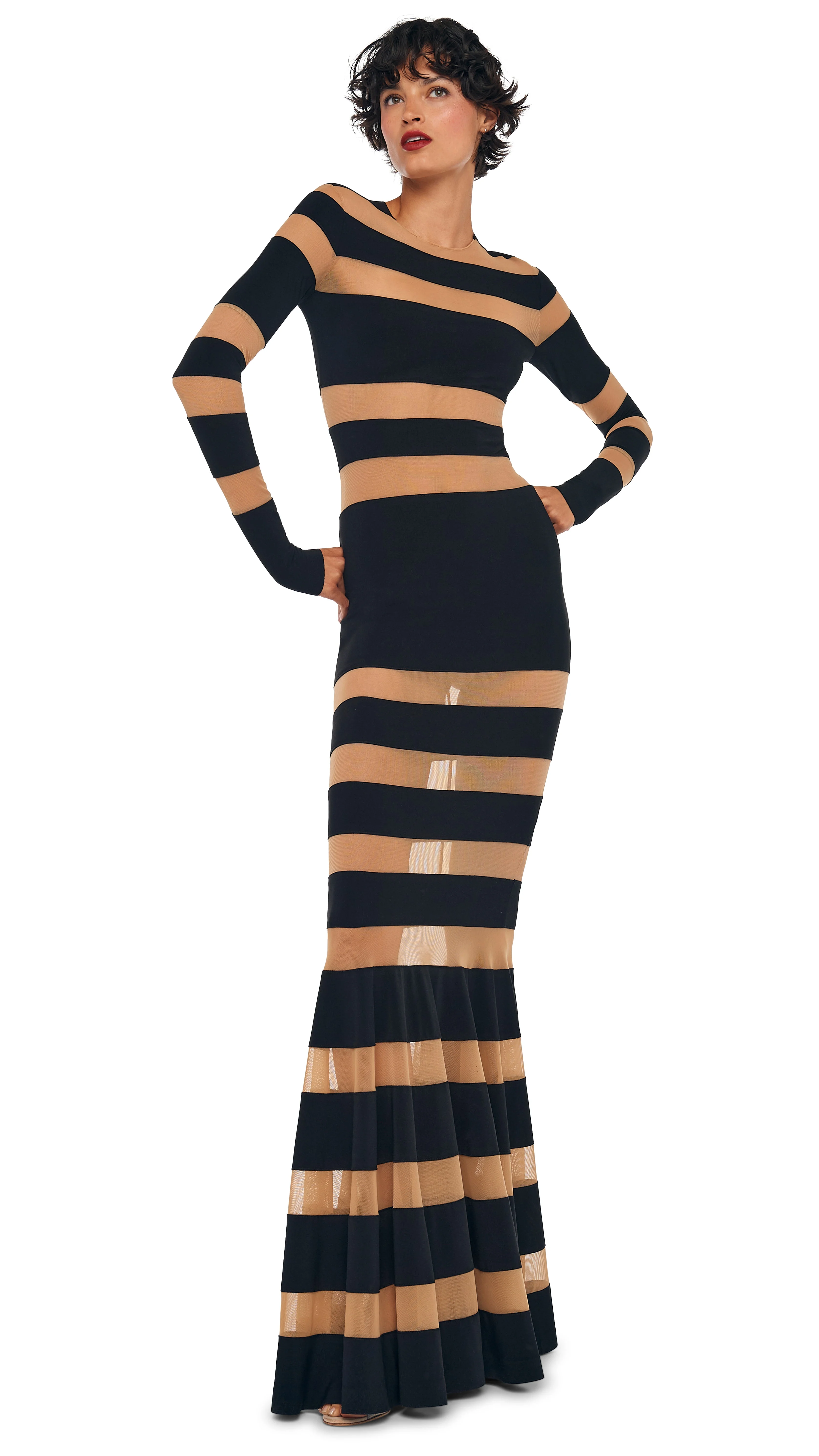 SPLICED DRESS FISHTAIL GOWN - 1