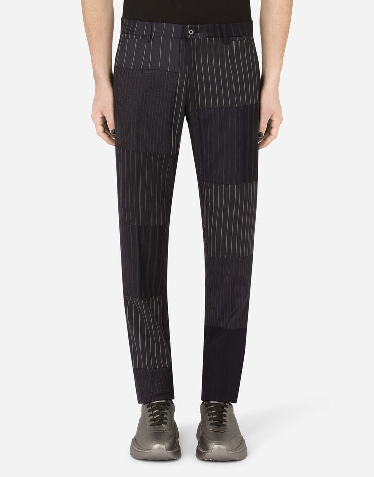 Tailored stretch wool patchwork pants - 1