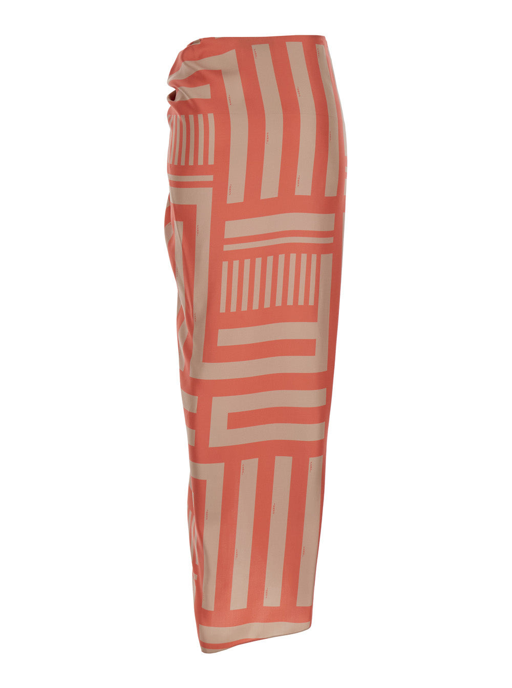 Fendi Women Midi Orange Skirt With Knot And Fendi Labyrinth Motif In Silk Woman - 2
