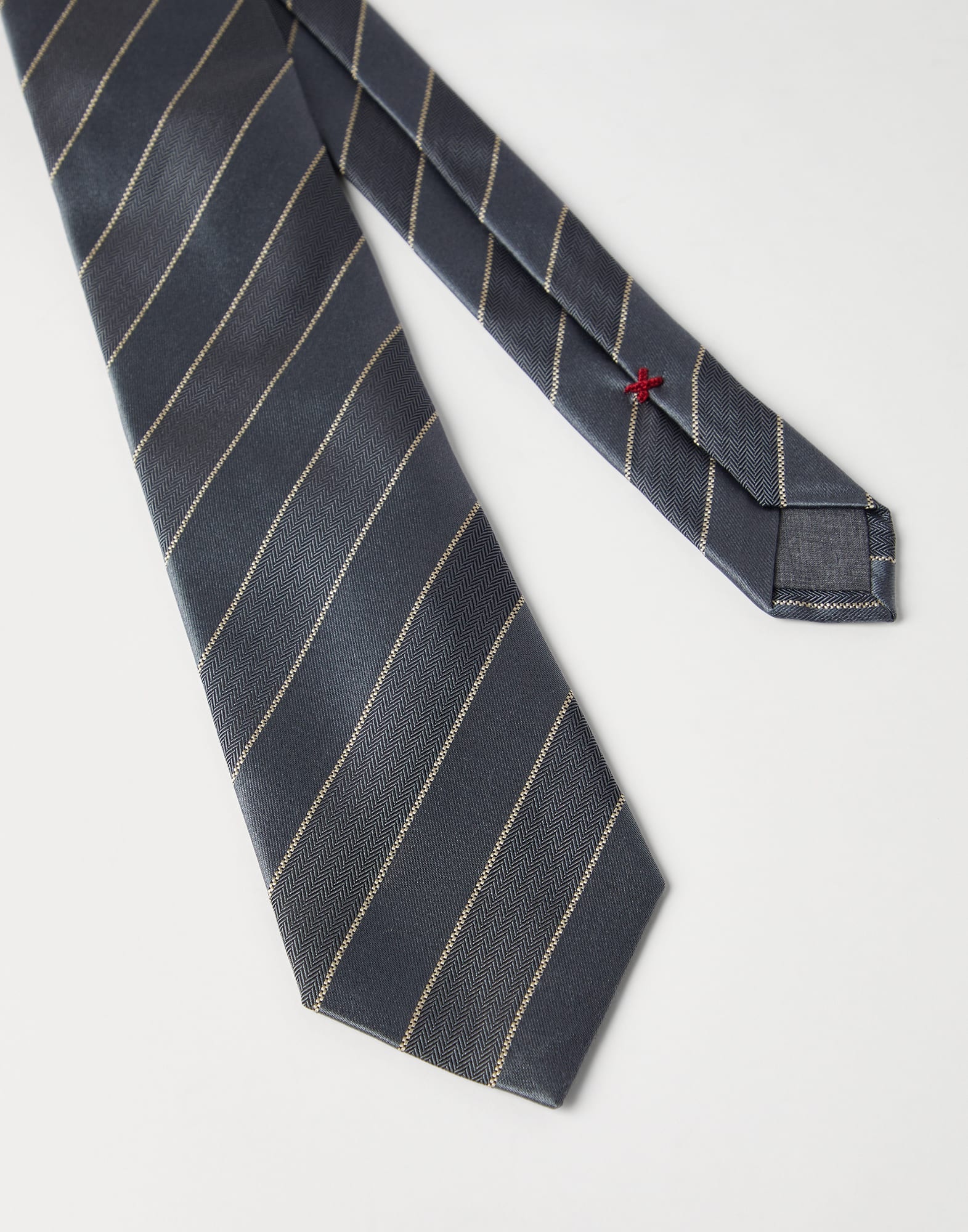 Striped silk chevron tie - 2