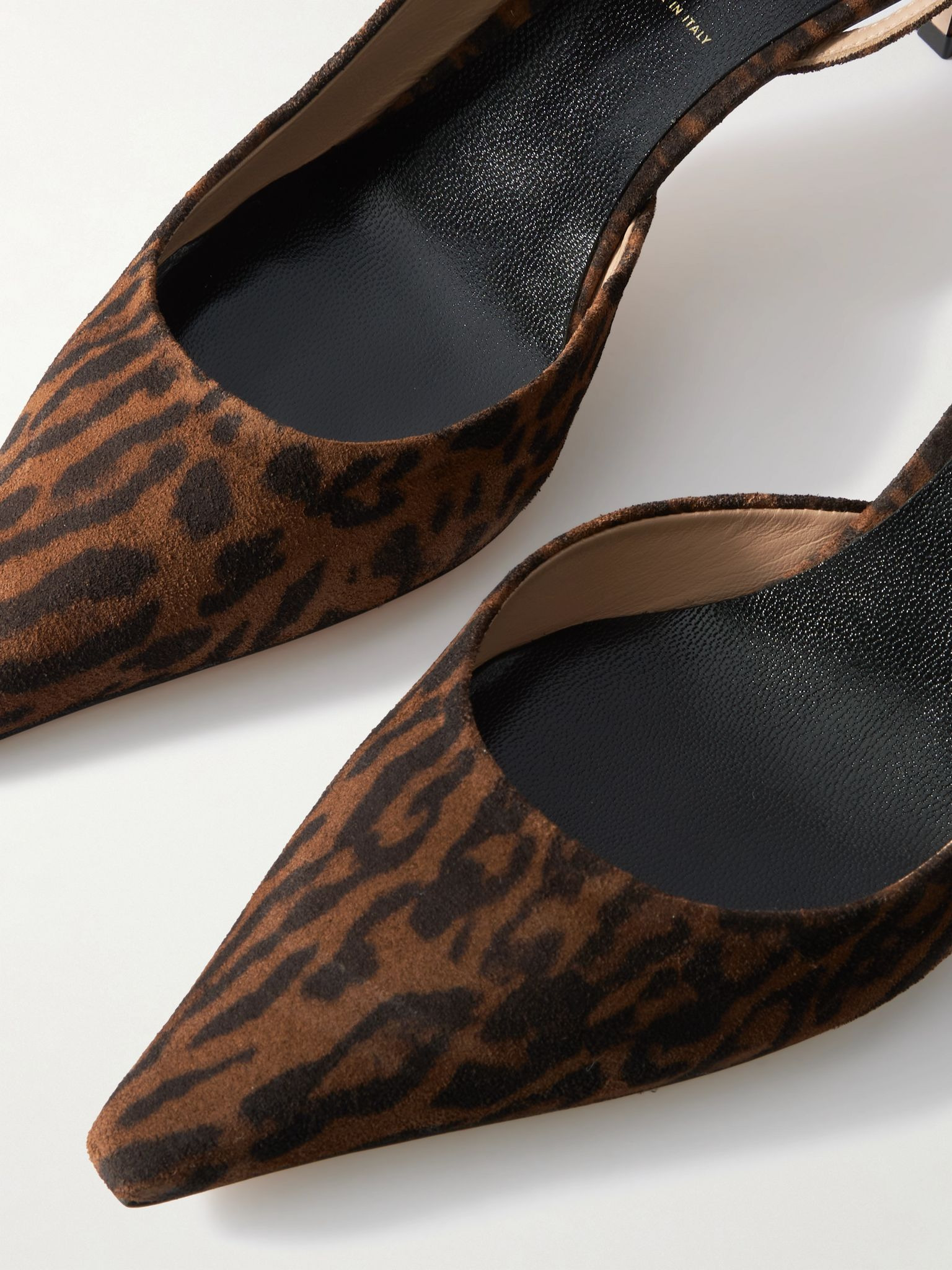 Padlock leopard-print suede pumps Brown - 4