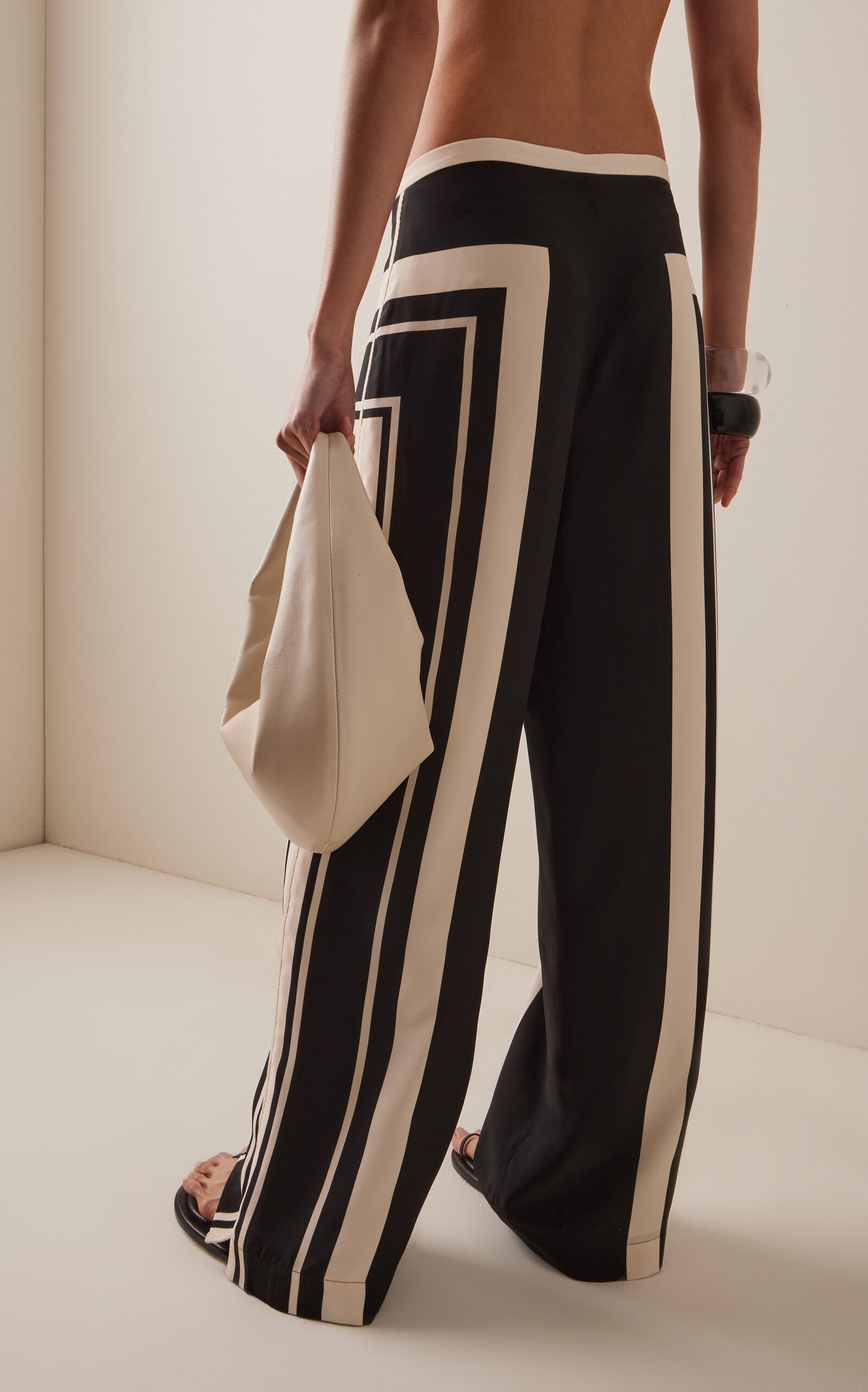 Pietra Silk Wide-Leg Trousers black/white - 4