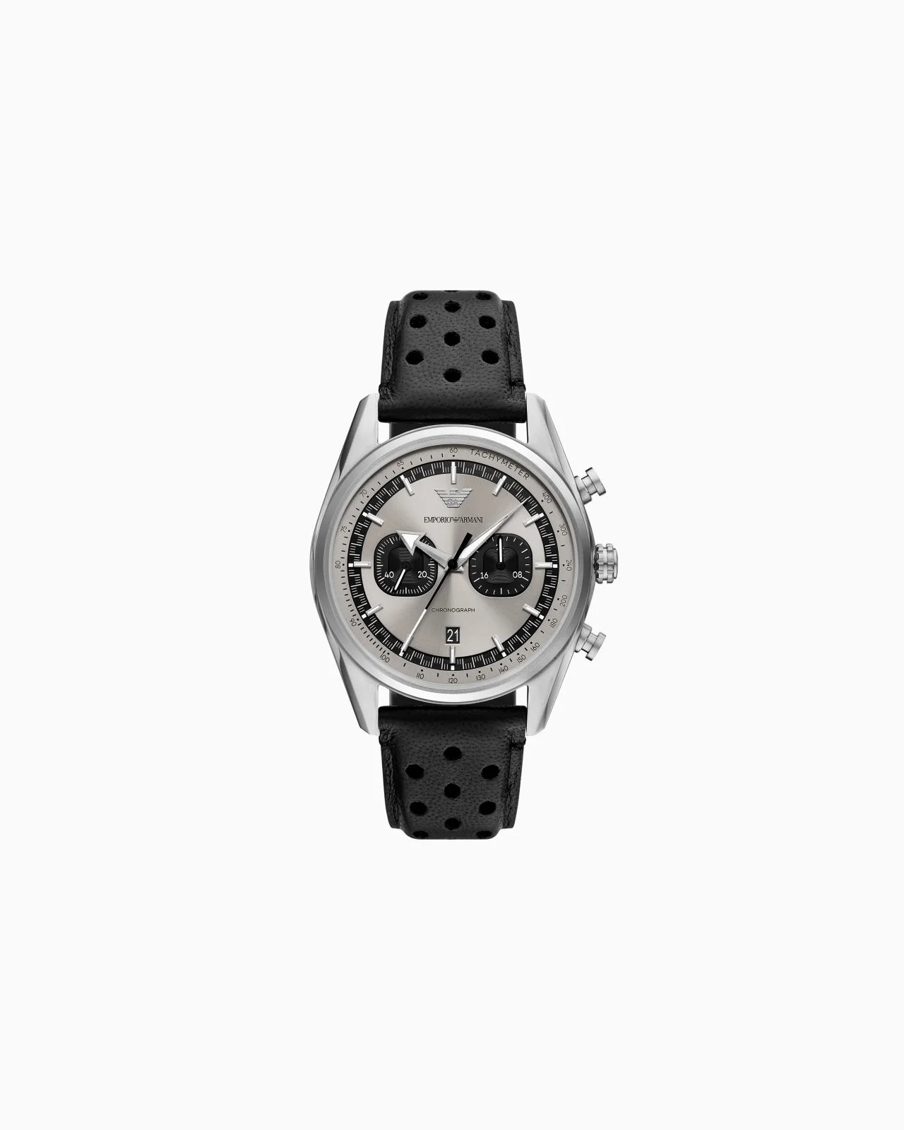CHRONOGRAPH BLACK LEATHER WATCH - 1