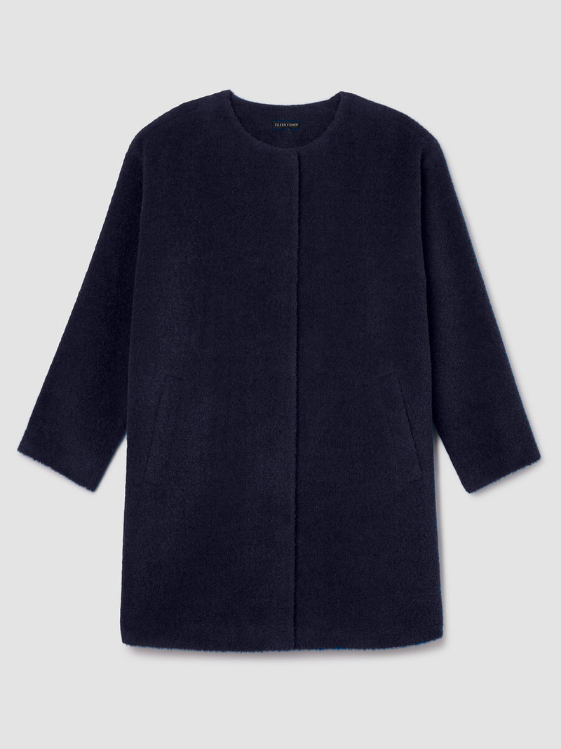 Fine Wool Alpaca Round Neck Coat 1