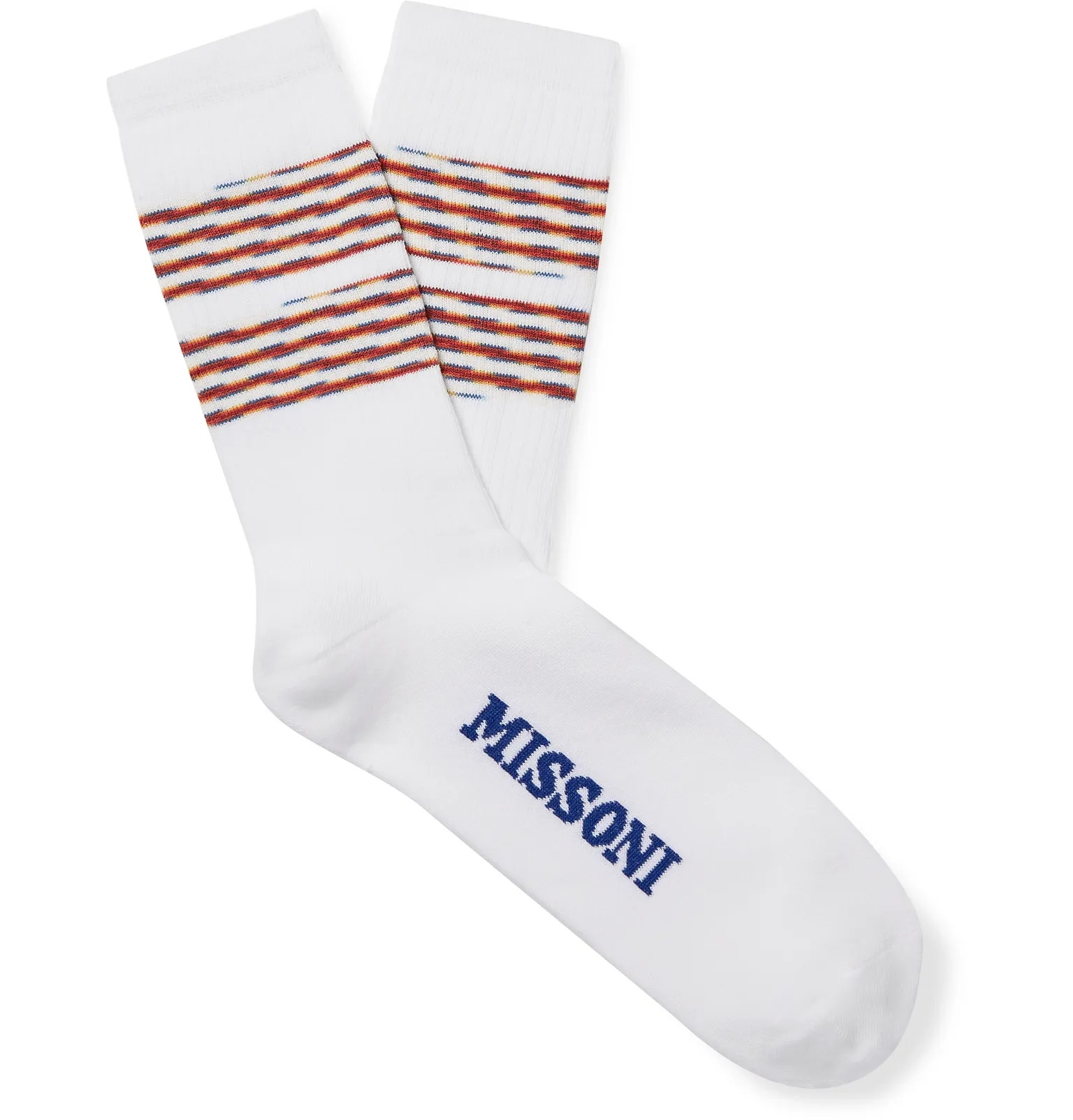 Striped Logo-Jacquard Loopback Stretch Cotton-Blend Socks - 3