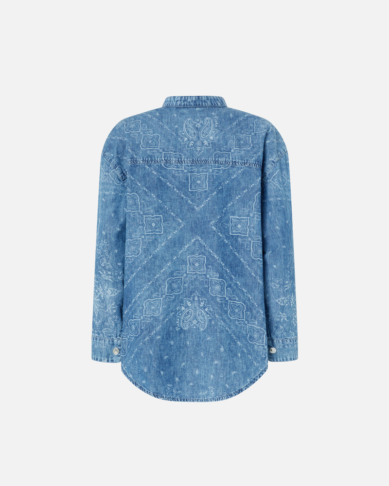 V-NECK BANDANA PRINT DENIM BLOUSE 6