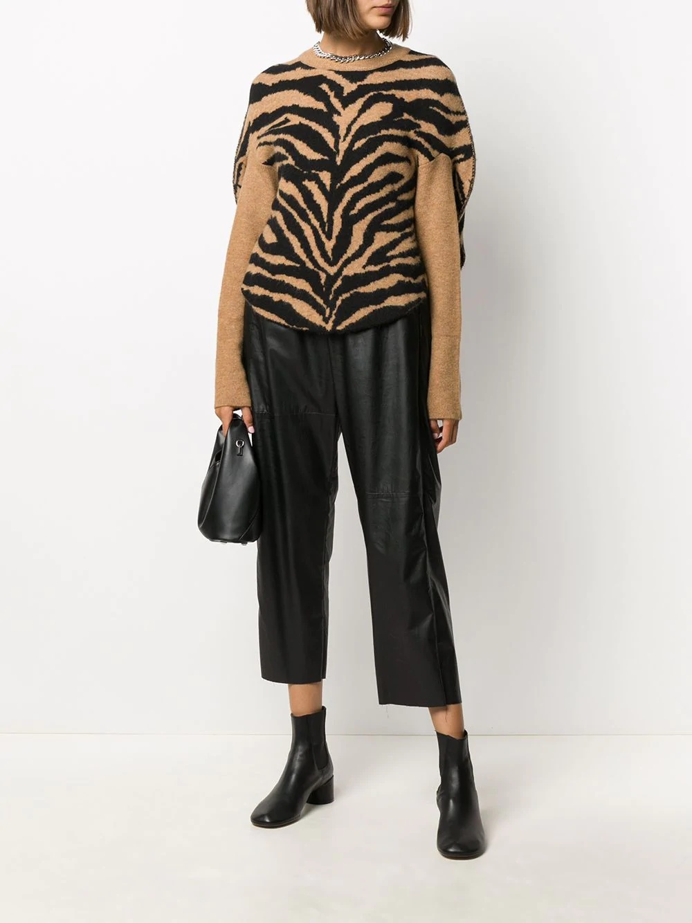 cape back tiger print sweater - 2