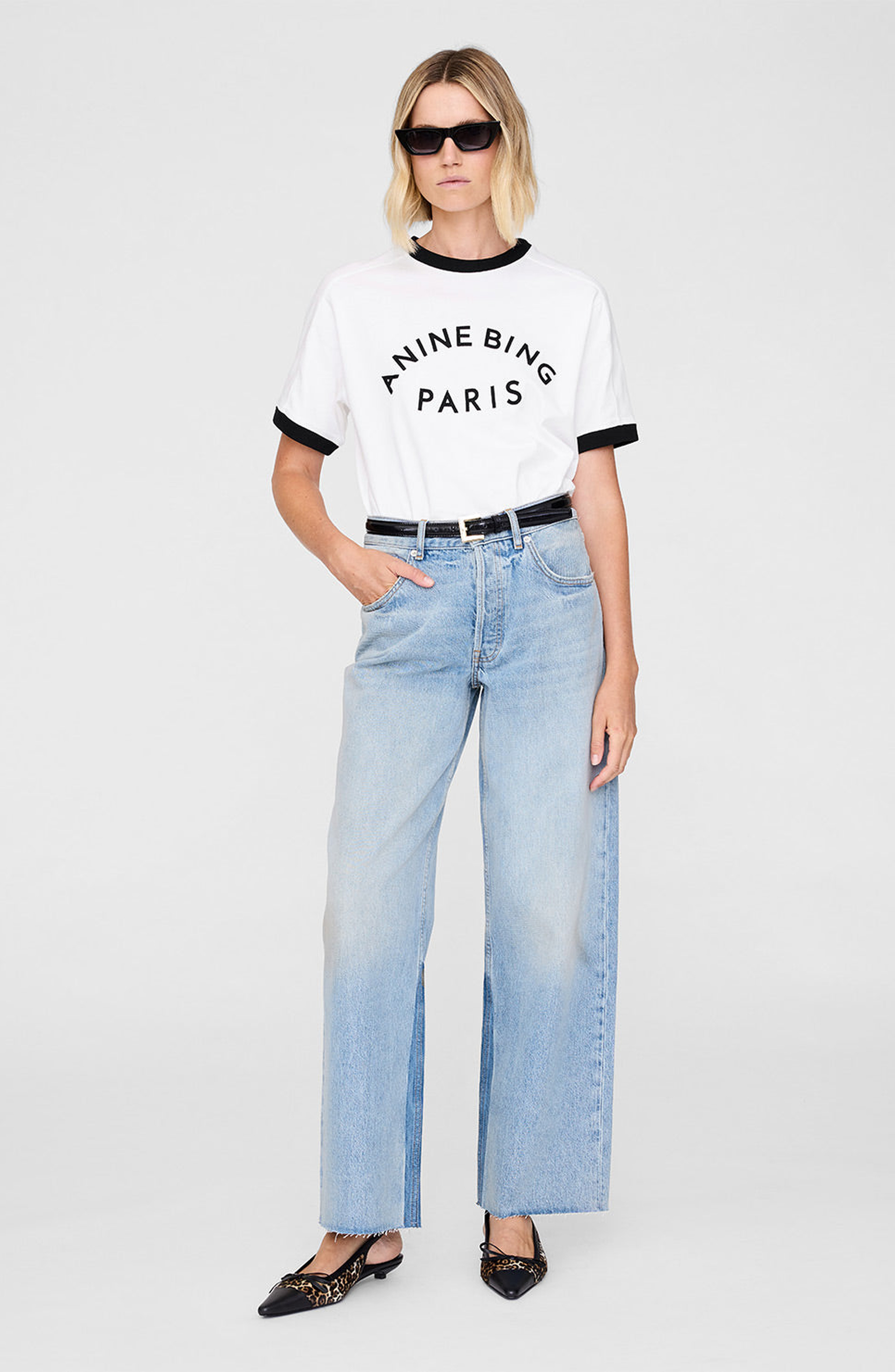ANINE BING Jaylin Paris Tee in Ivory at Nordstrom - 1