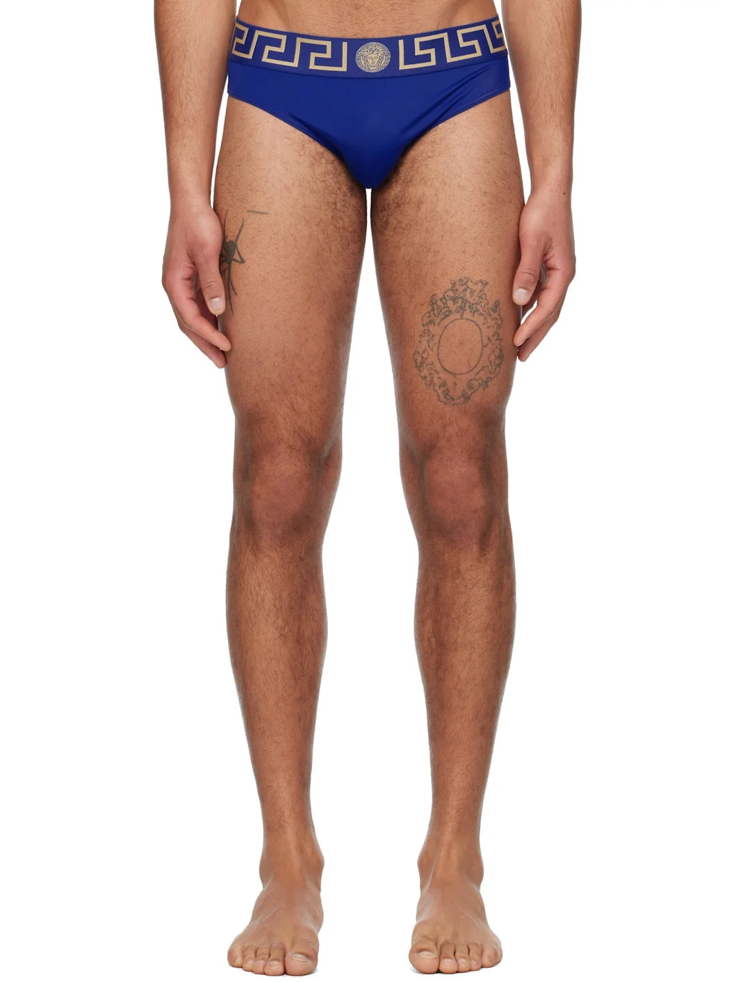 Blue Greca Border Swim Briefs - 1