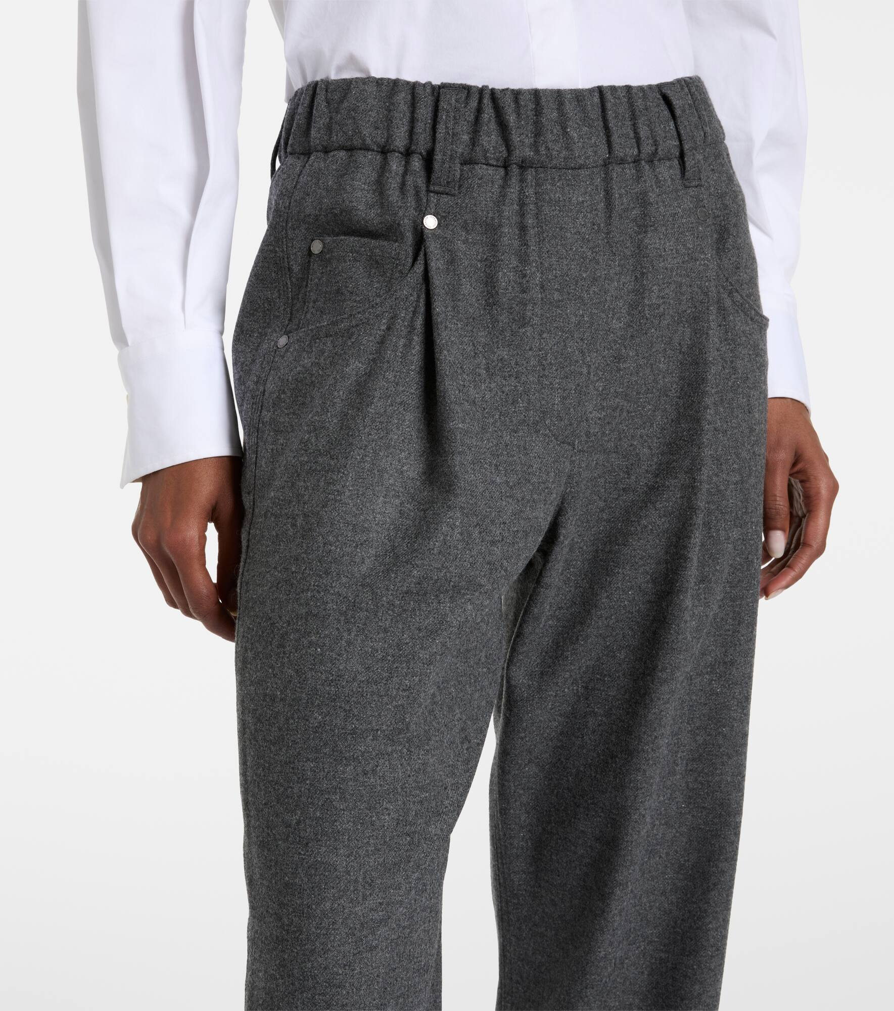 Cropped wool and cashmere straight pants - 4