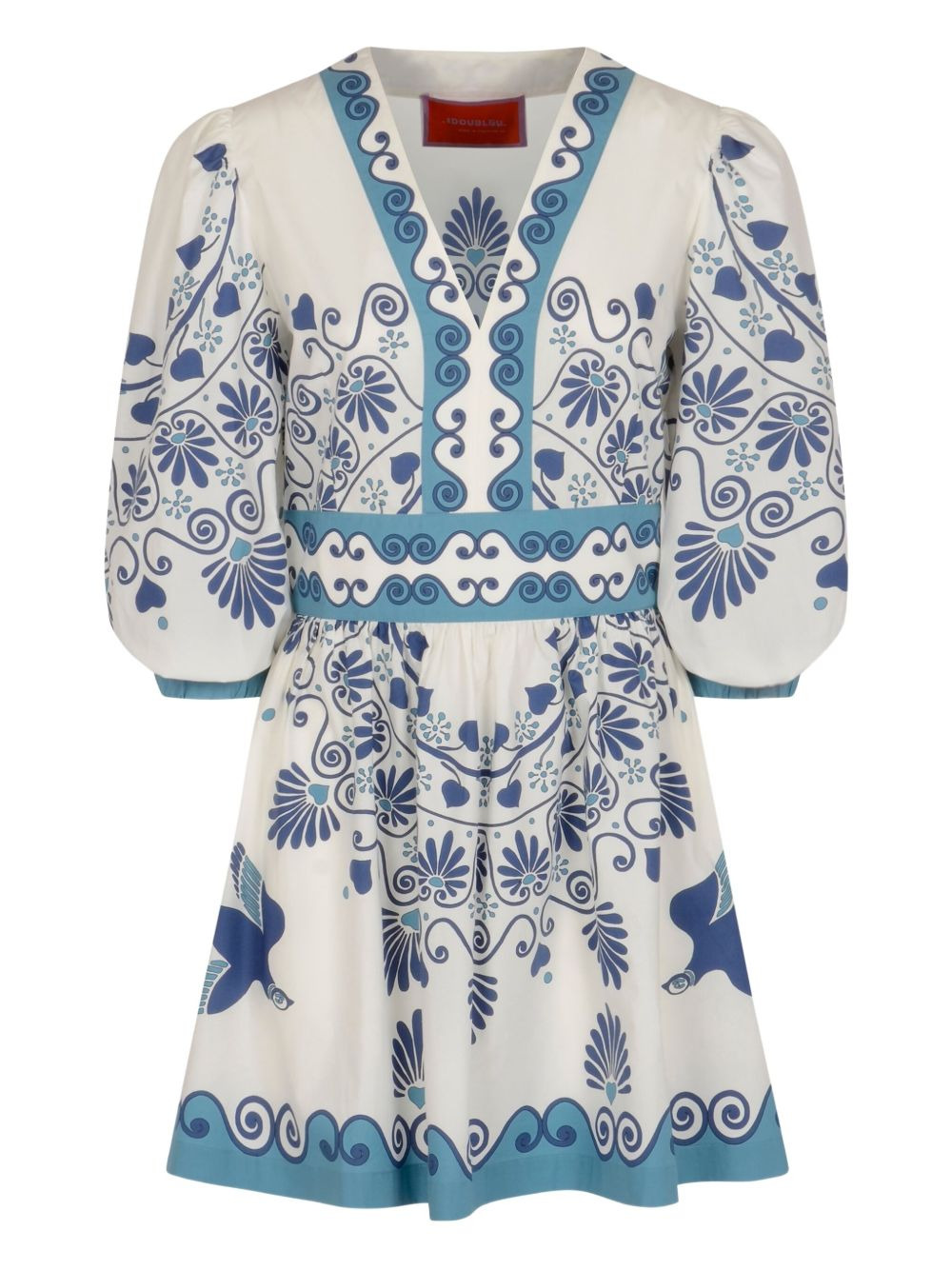 floral-print puff-sleeve mini dress - 1