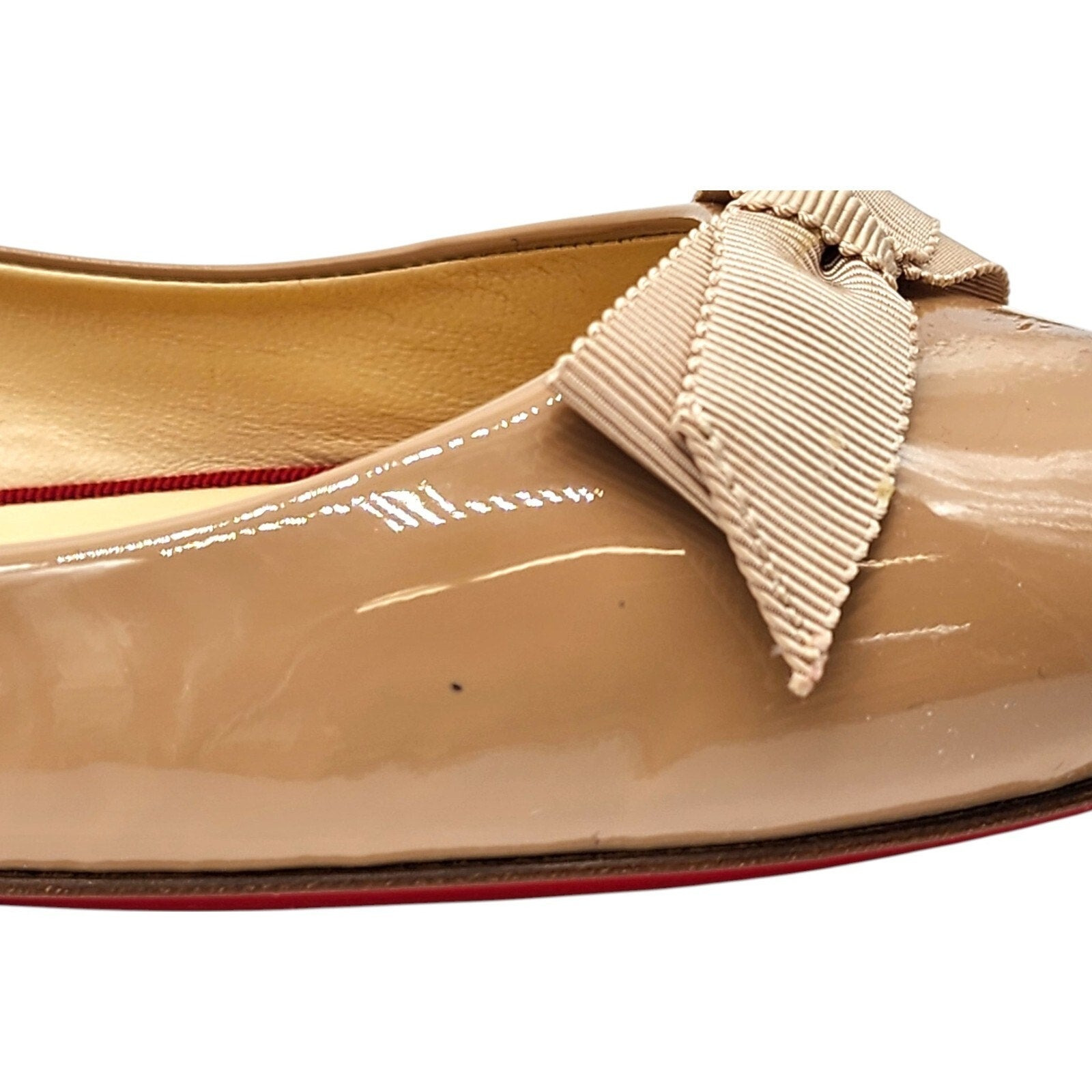 Christian Louboutin Gloriana Patent Leather Ballet Flats Nude EU 41 US 10.5 - 9
