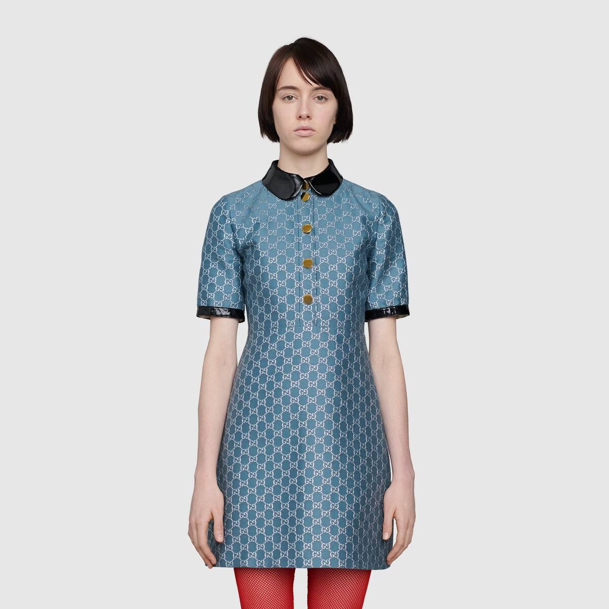 GG lamé dress with detachable collar - 3