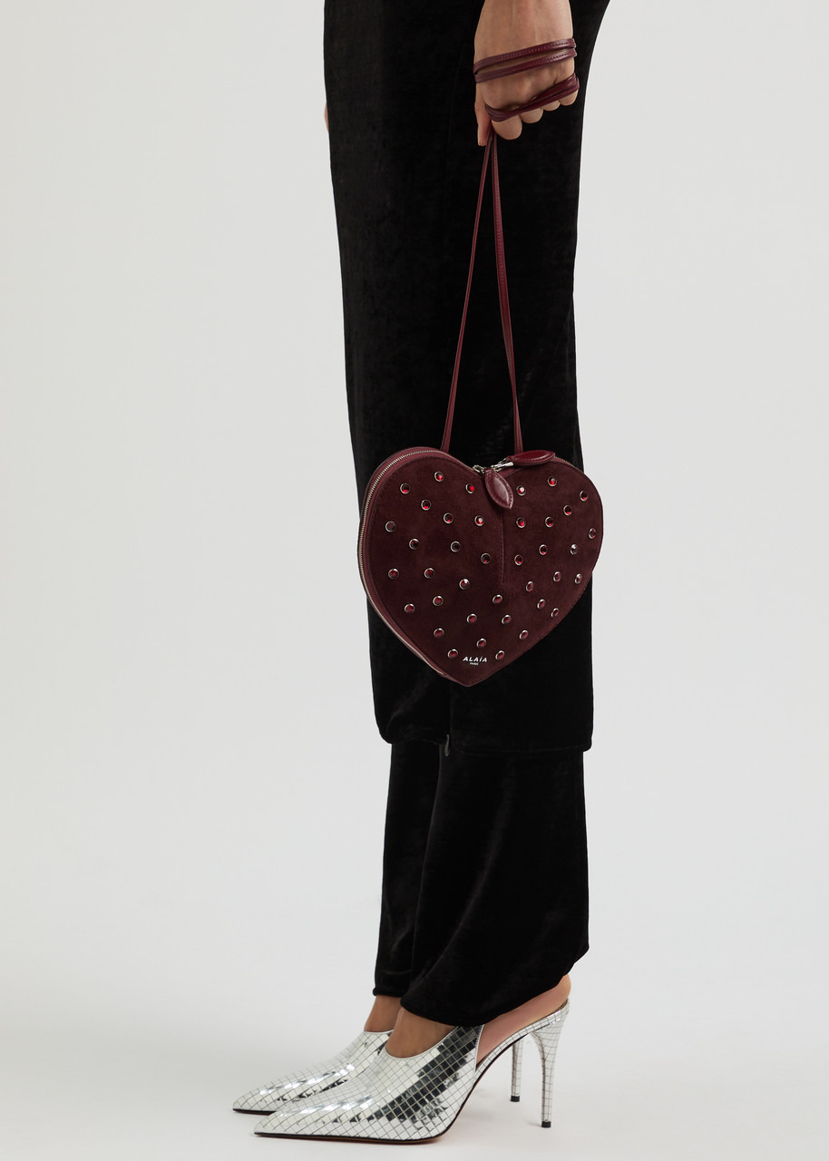 Alaïa Le Coeur Crystal-embellished Suede Cross-body bag - 6