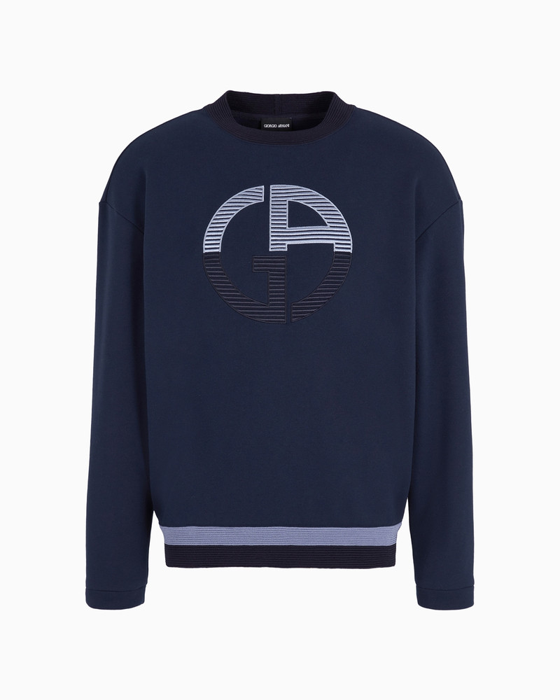 Cotton and cashmere crew-neck sweatshirt with oversized logo 1